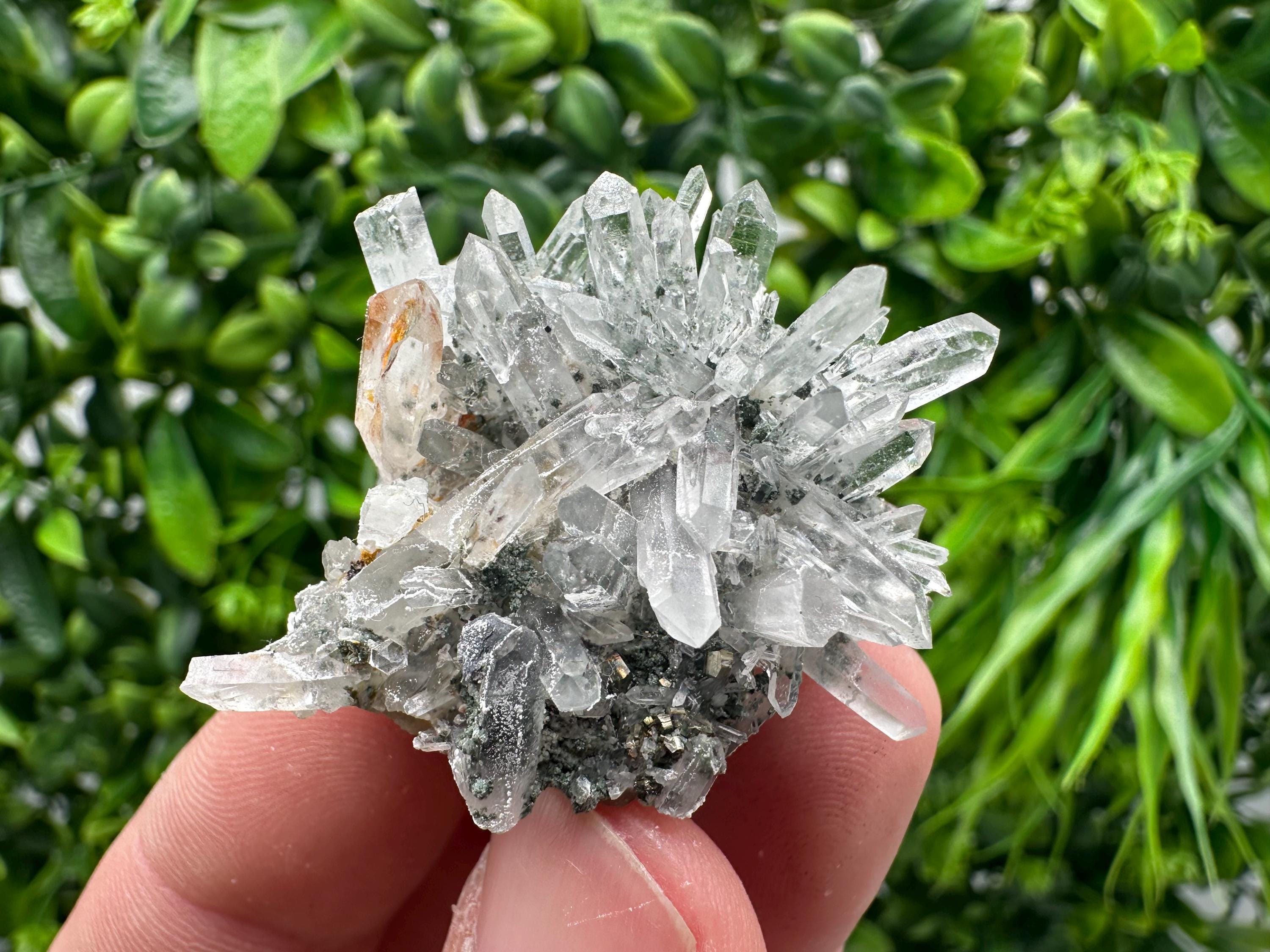 Lovely specimen Green Quartz inclusions Chlorite and Sphalerite/ Natural minerals/ Souvenir crystal gift minerals famous 9th September/Madan
