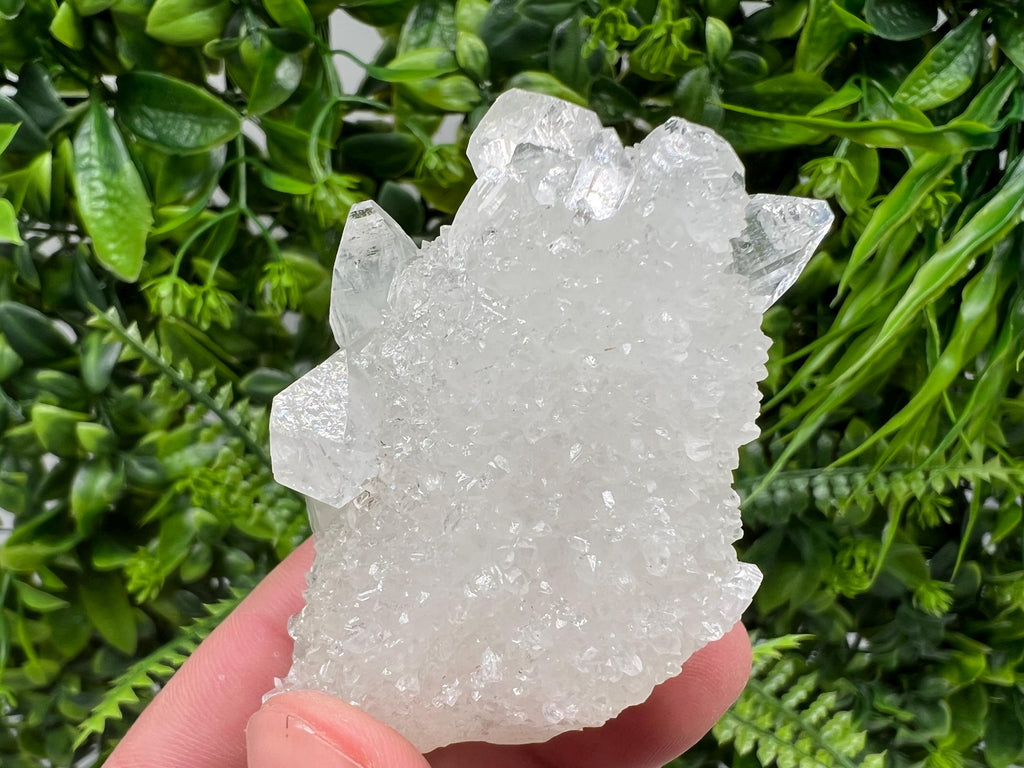 Transparent Apophyllite on Chalcedony, Natural Crystal Specimen, India Minerals