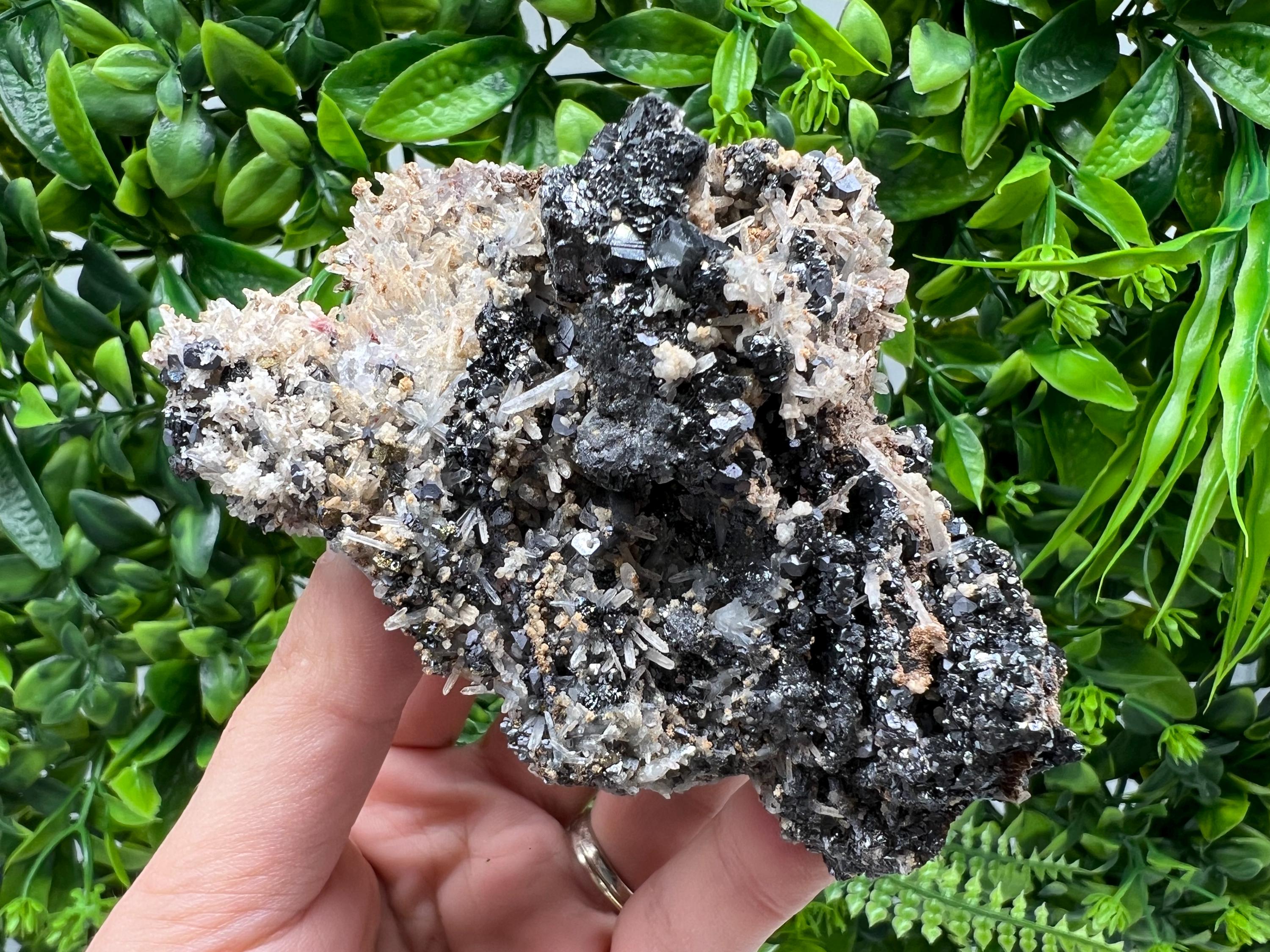 Aesthetic Natural shiny Galena whit Siderite and Quartz from 9 th September mine,Bulgaria,collection specimen,rare galena,Galena cluster