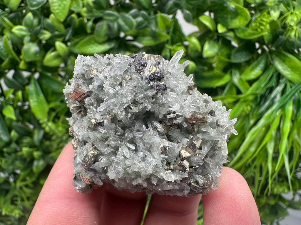 Pyrite on Green Quartz, Bulgaria Mineral Specimen
