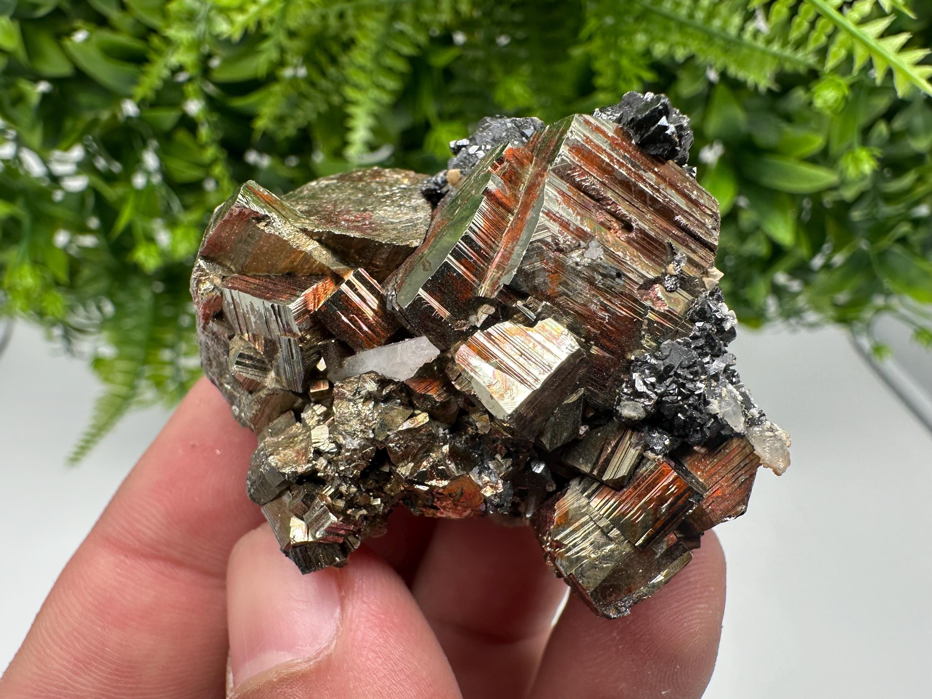 Wonderful Rainbow Pyrite whit Calcite,natural minerals souvenir Crystal,collection stone,rare minerals,home decor,Borieva Bulgaria