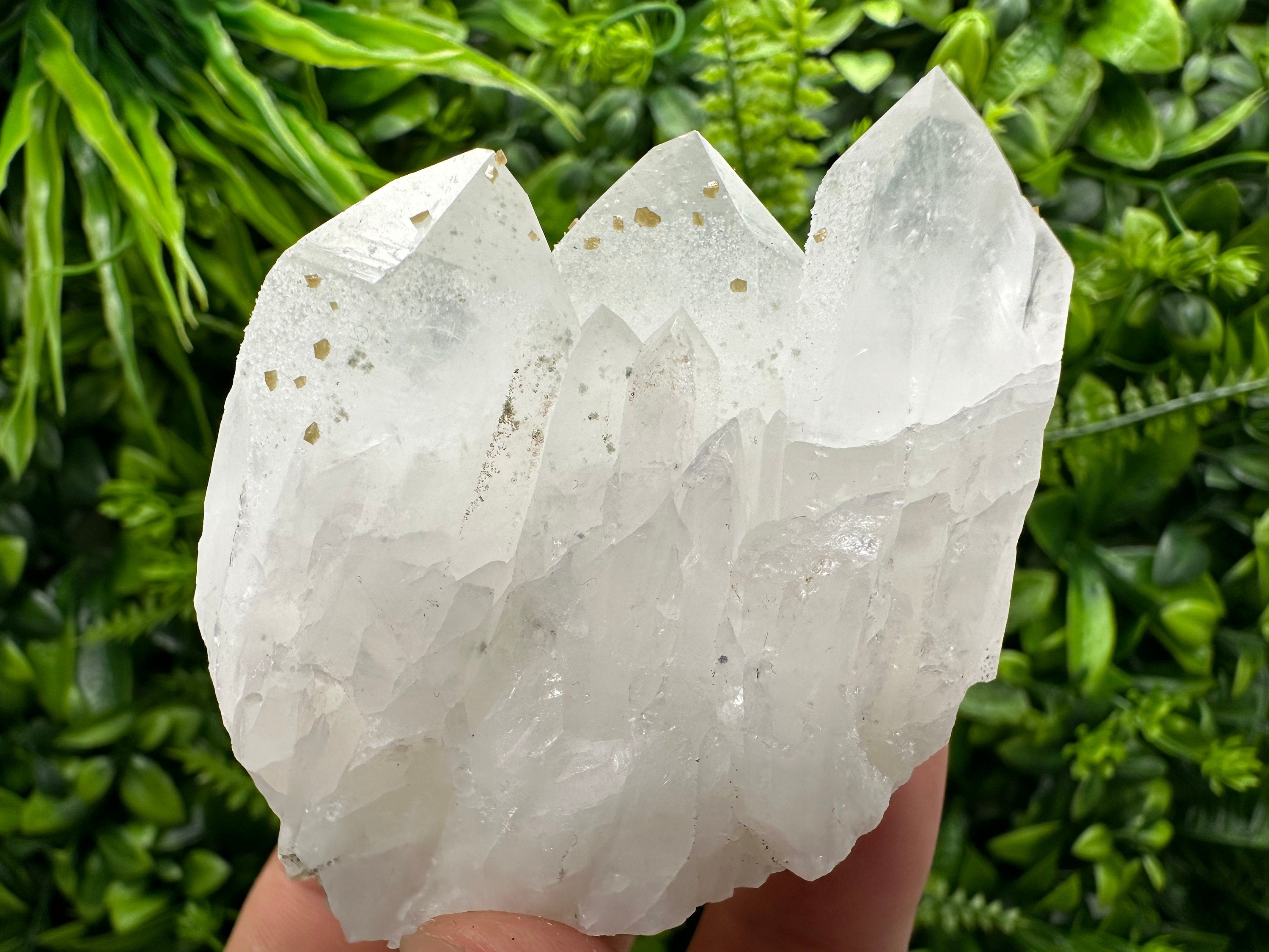 Quartz Cluster with Rhodochrosite and Chlorite Inclusions