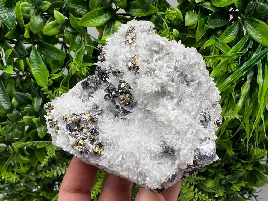 Stunning Galena,Chalcopyrite on Quartz from Krueger dol mine,Madan,Bulgaria,natural,collectible mineral specimen,home decor stone,crystal
