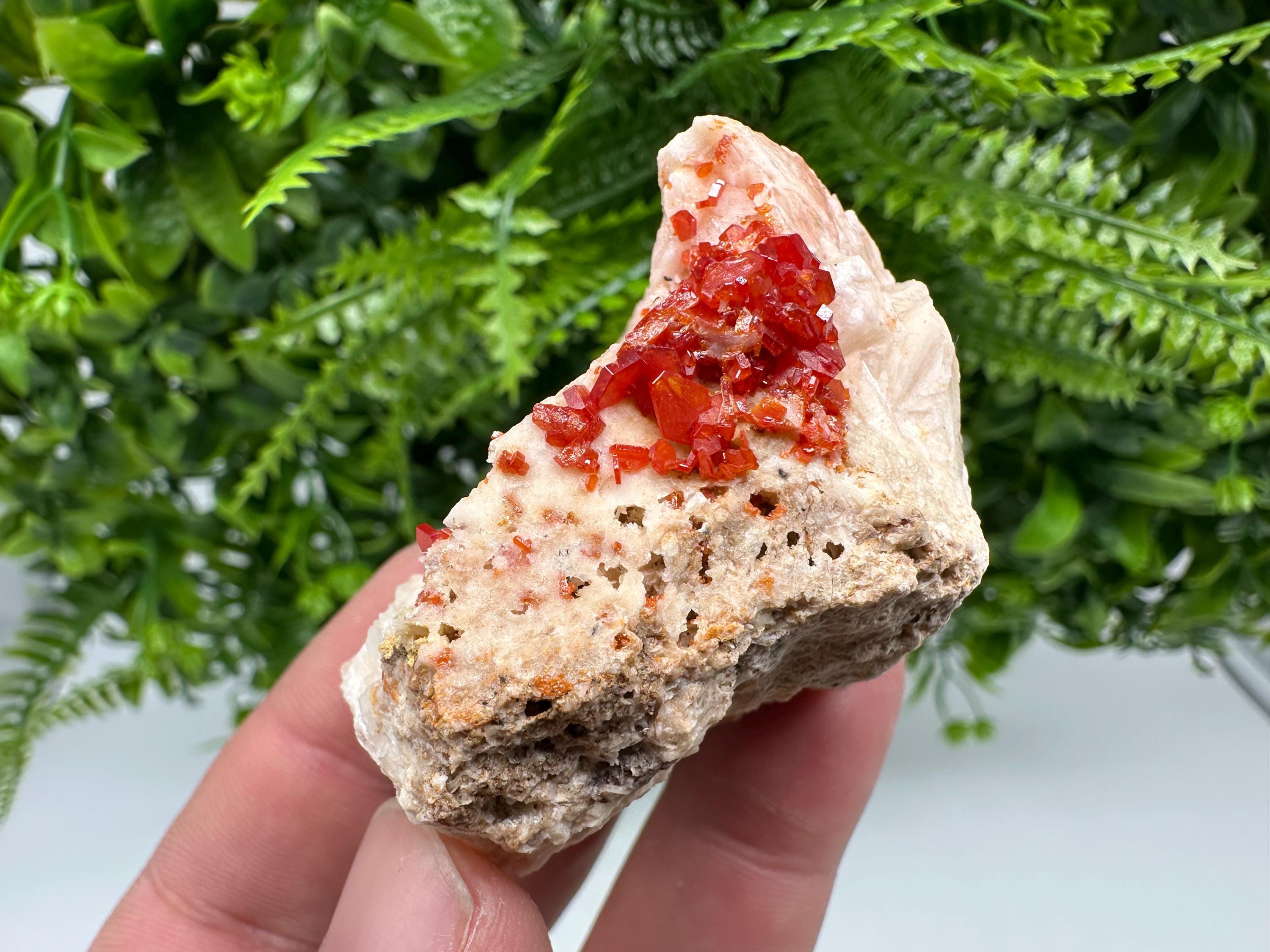 Red Vanadinite on Barite, Morocco Mineral Specimen
