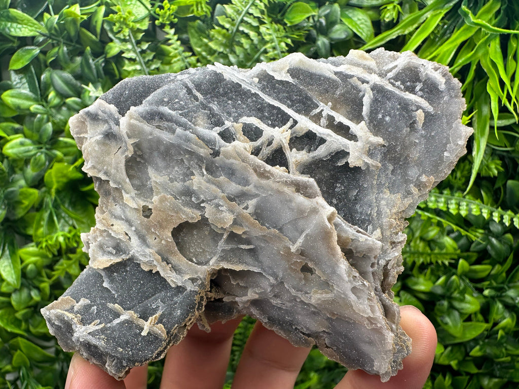 Blue Chalcedony Quartz with Chlorite Inclusions, Bulgaria Mineral Specimen