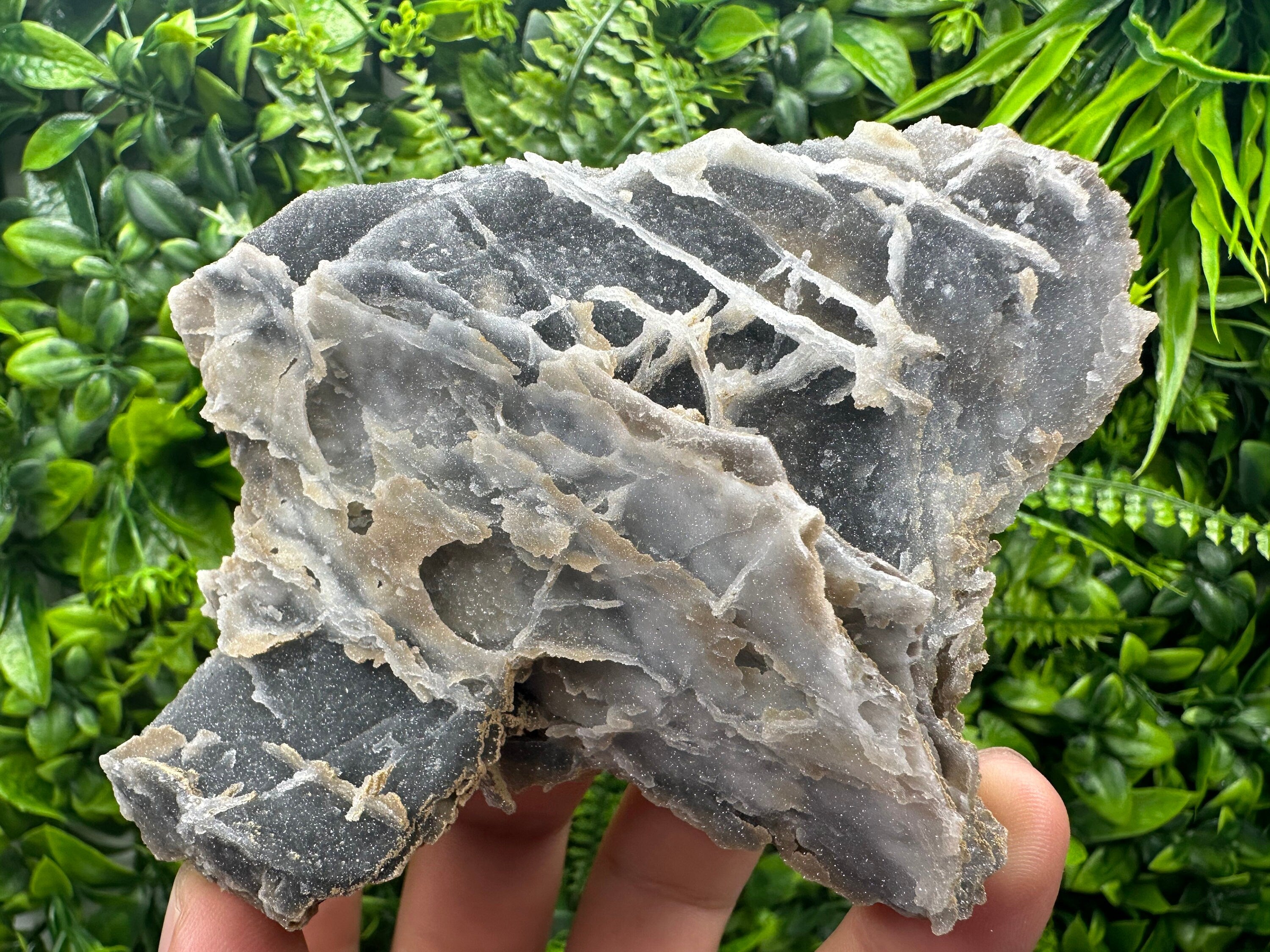 Blue Chalcedony Quartz with Chlorite Inclusions, Bulgaria Mineral Specimen