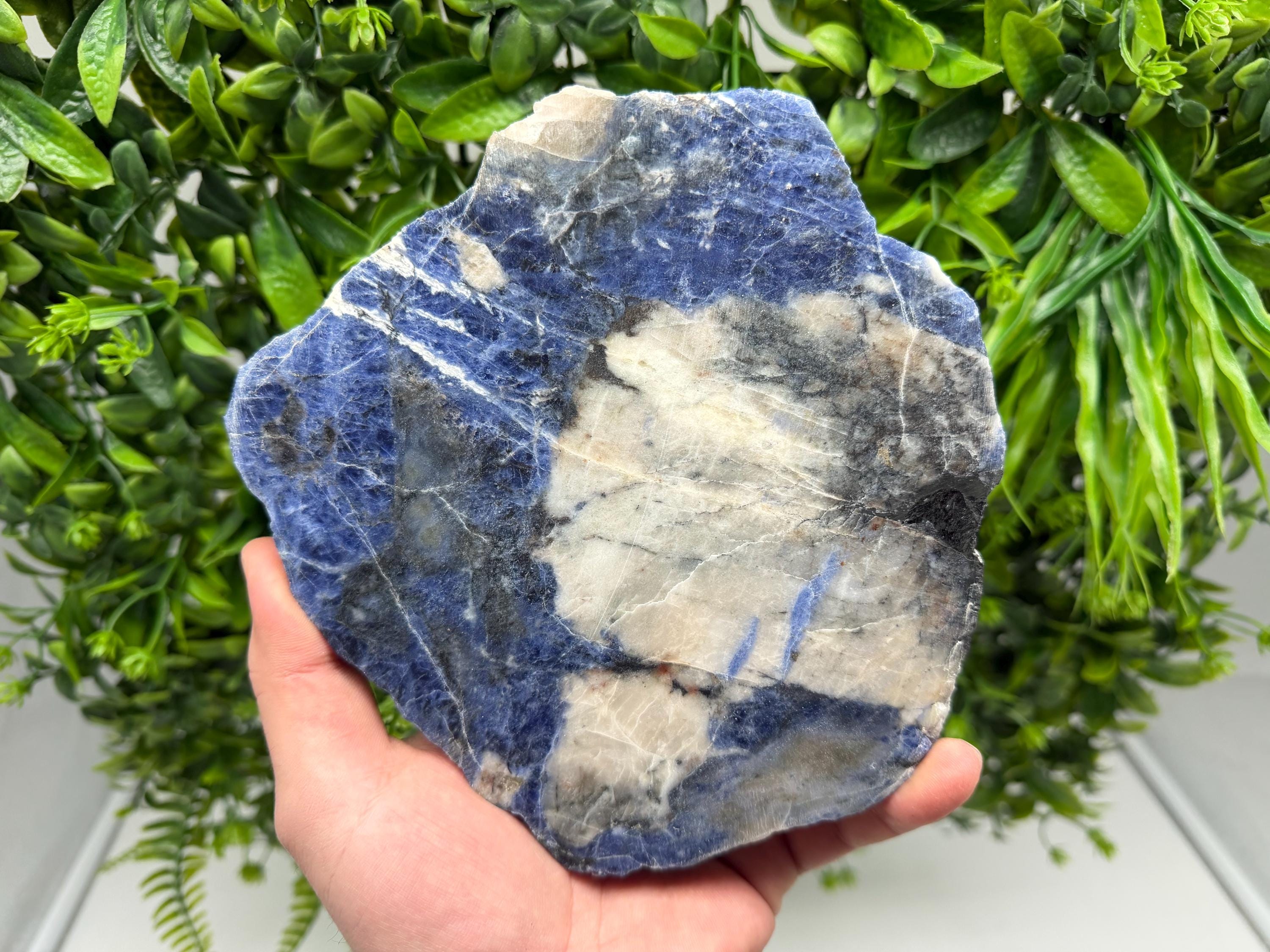 Polished Sodalite Slice – Natural Blue Crystal Slab, Home Decor Accent