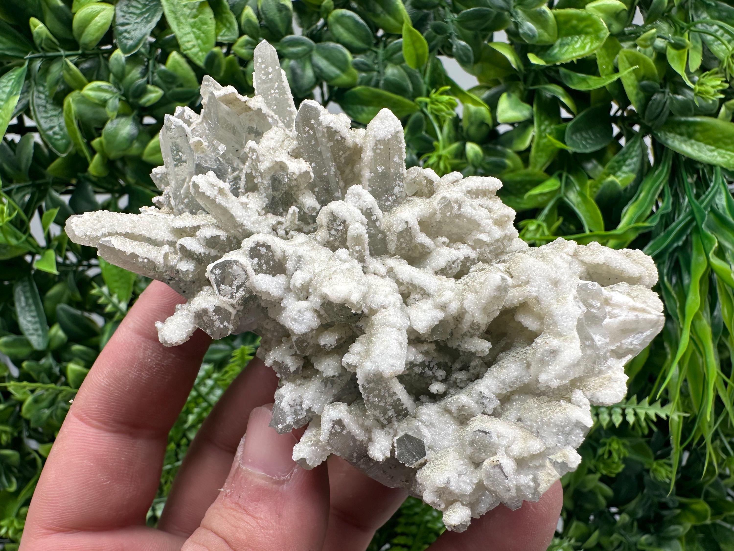 White Calcite Quartz Cluster, Krushev dol Mine, Bulgaria, Mineral Specimen
