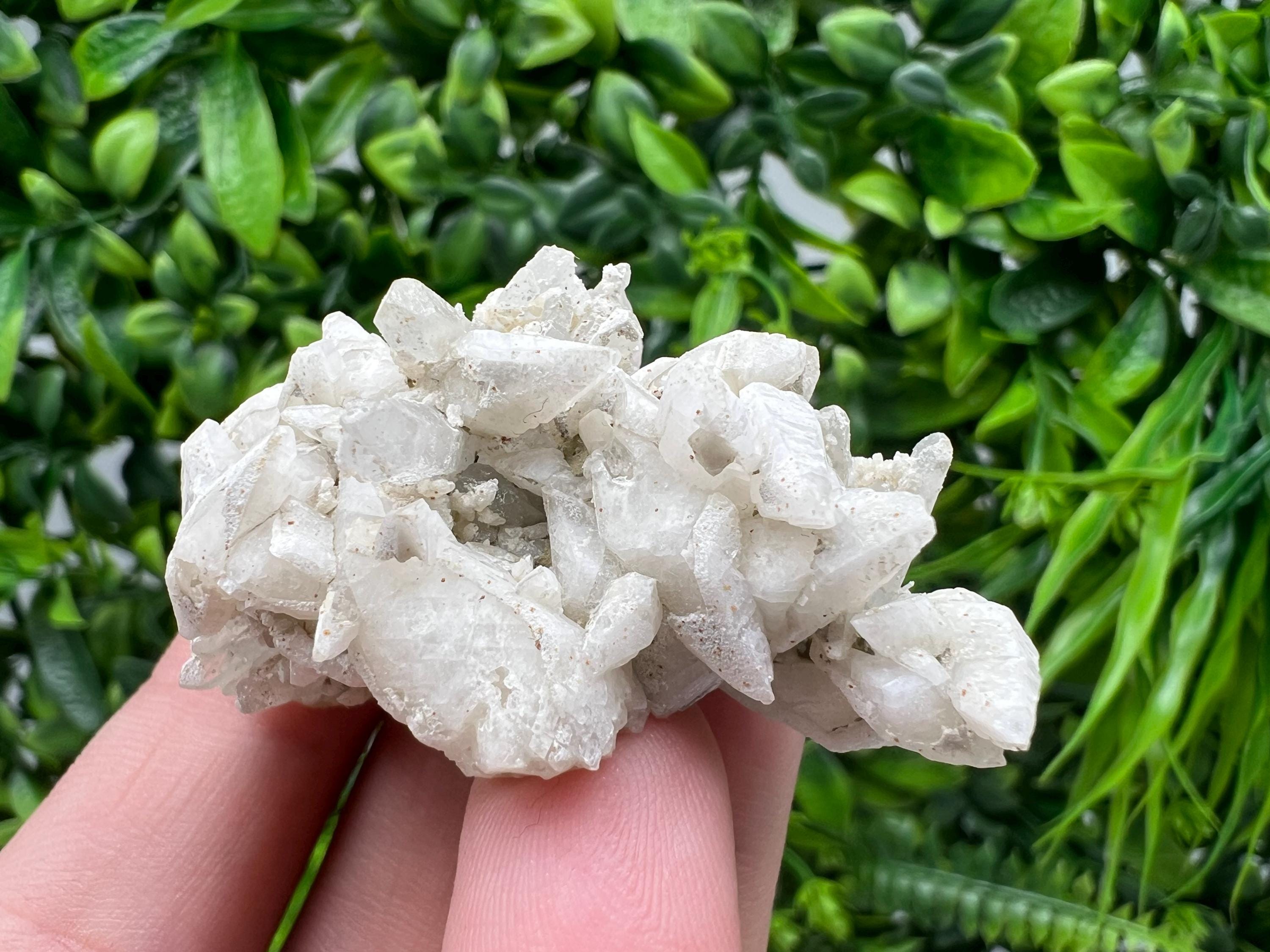 Calcite on Green Quartz: Djurcovo Mine, Bulgaria Healing Crystal