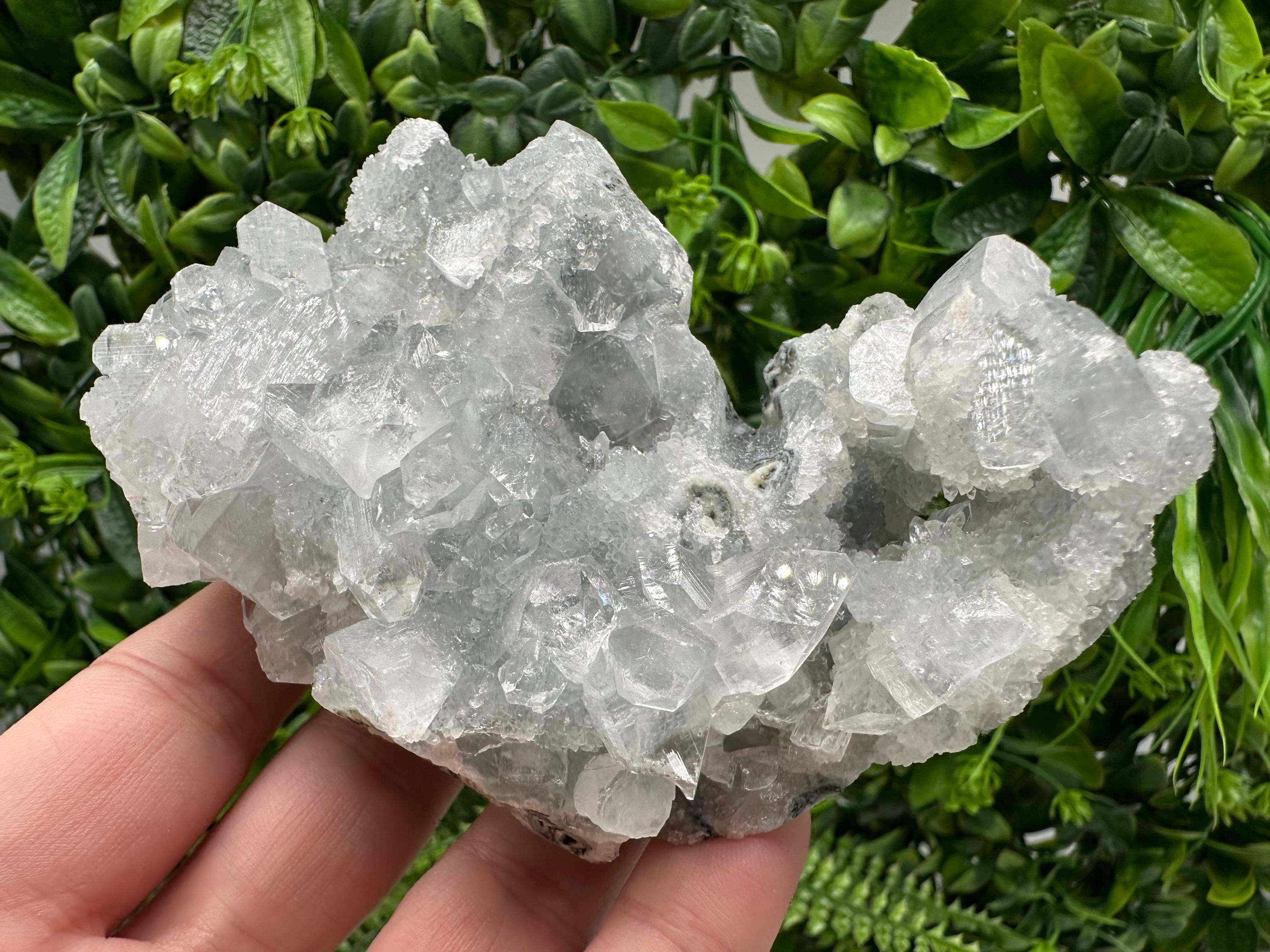 Apophyllite Stilbite on Chalcedony: Natural Mineral Specimen, India