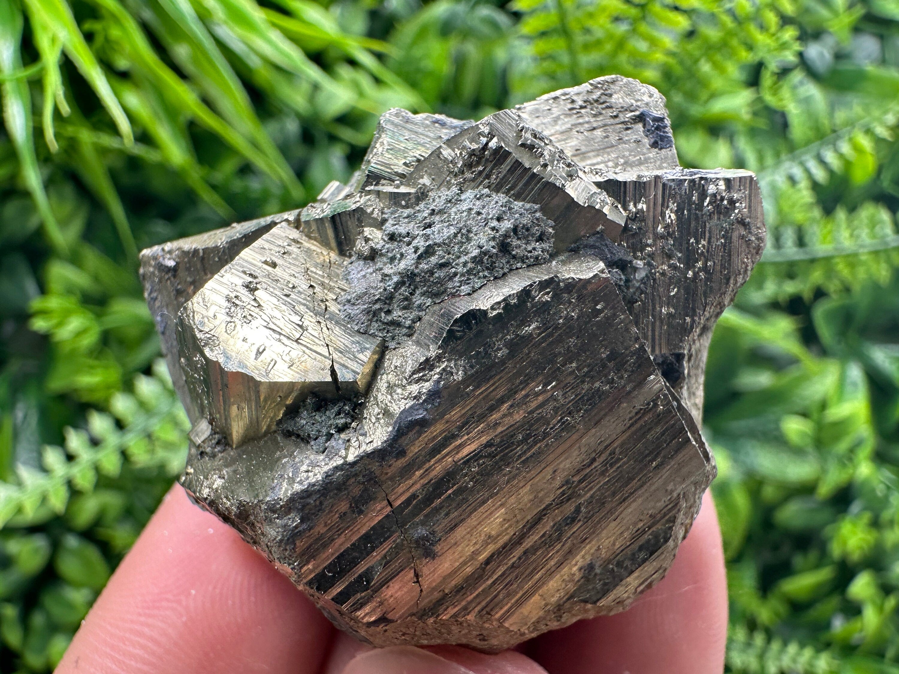 Rare Double Sided Pyrite Cluster with Hematite