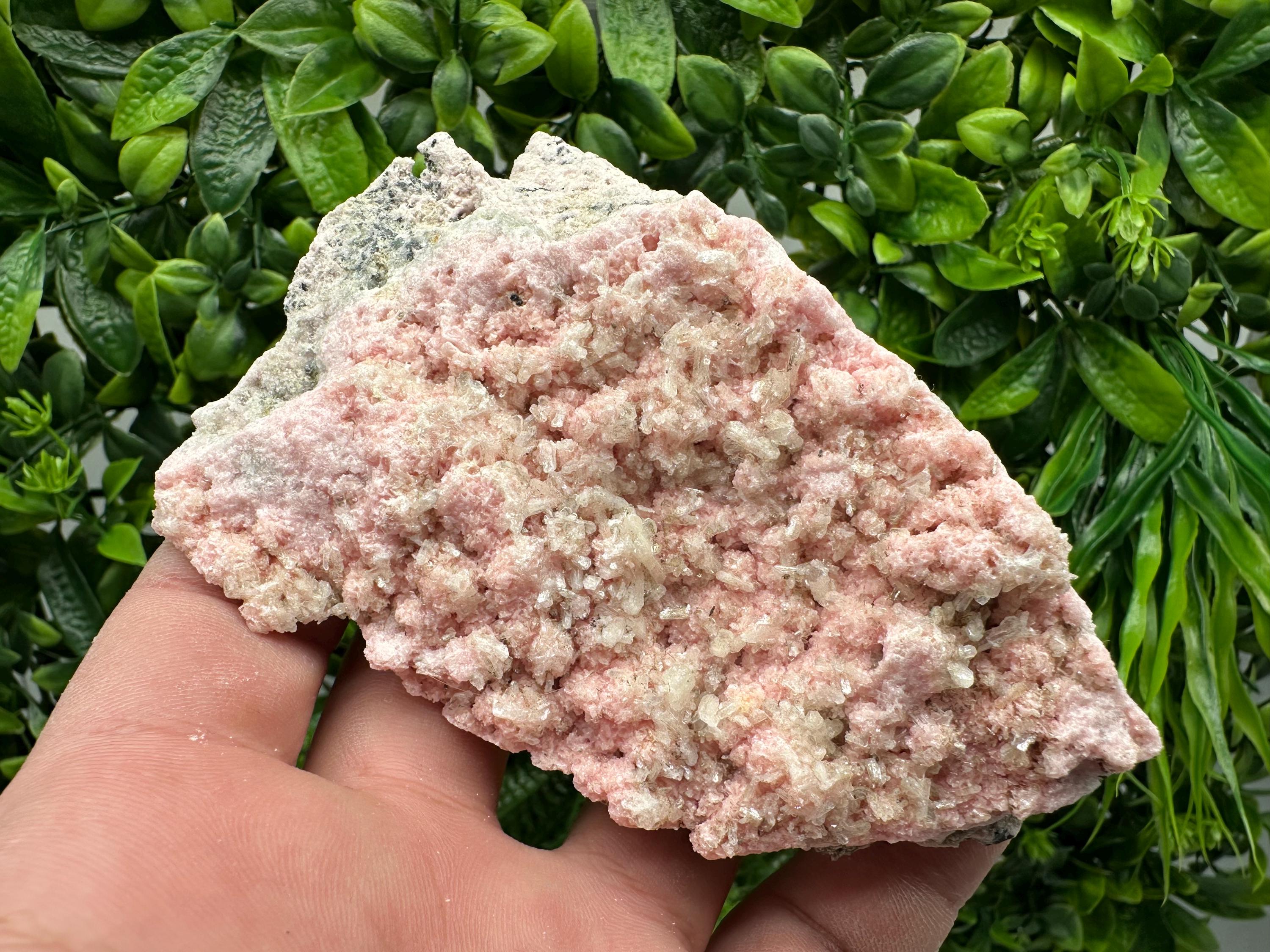 Rhodochrosite on Quartz: Pink Mineral Specimen, Starnica Mine
