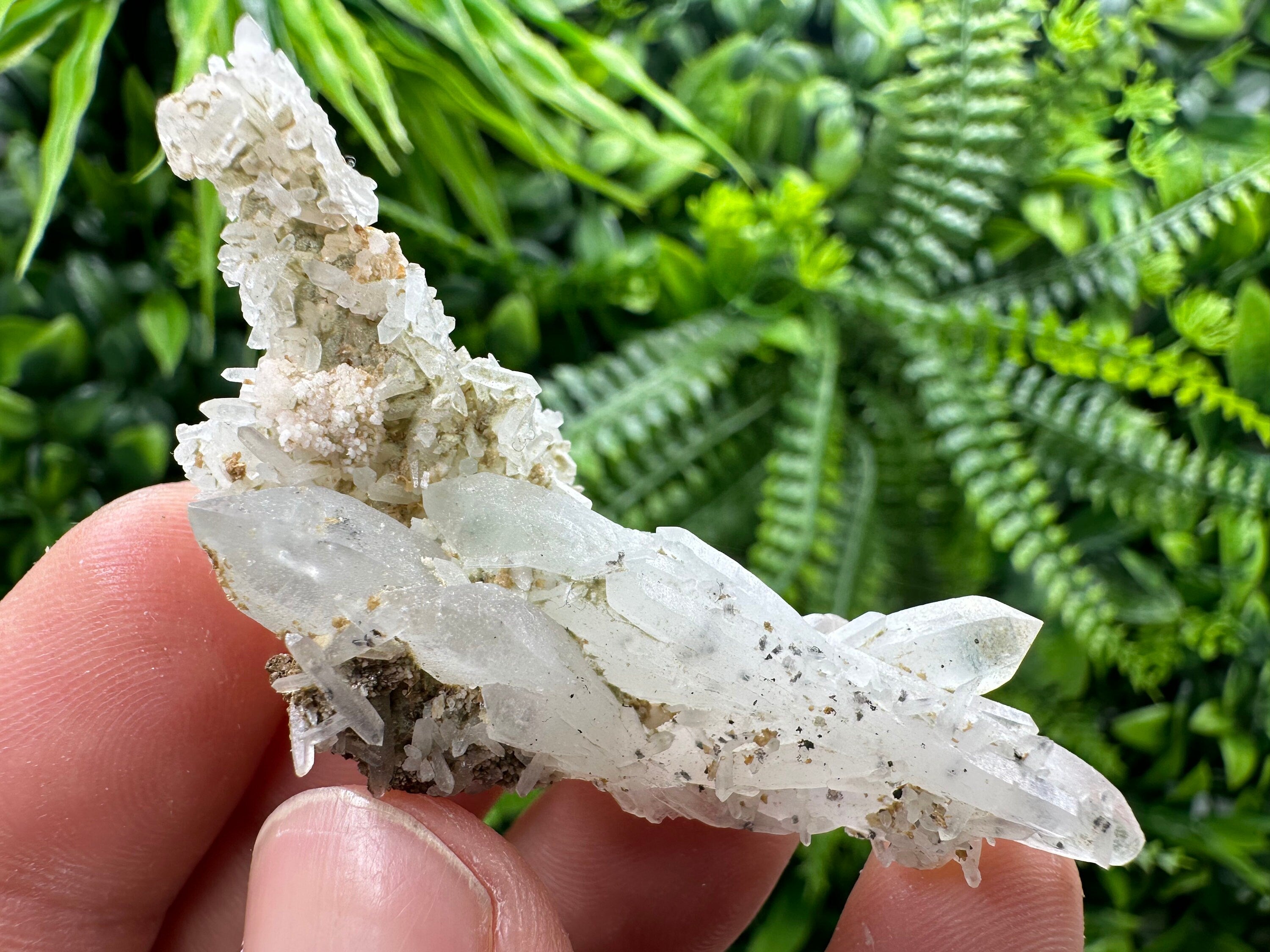 Chlorite Quartz on Rhodochrosite with Siderite - Natural Crystal Decor