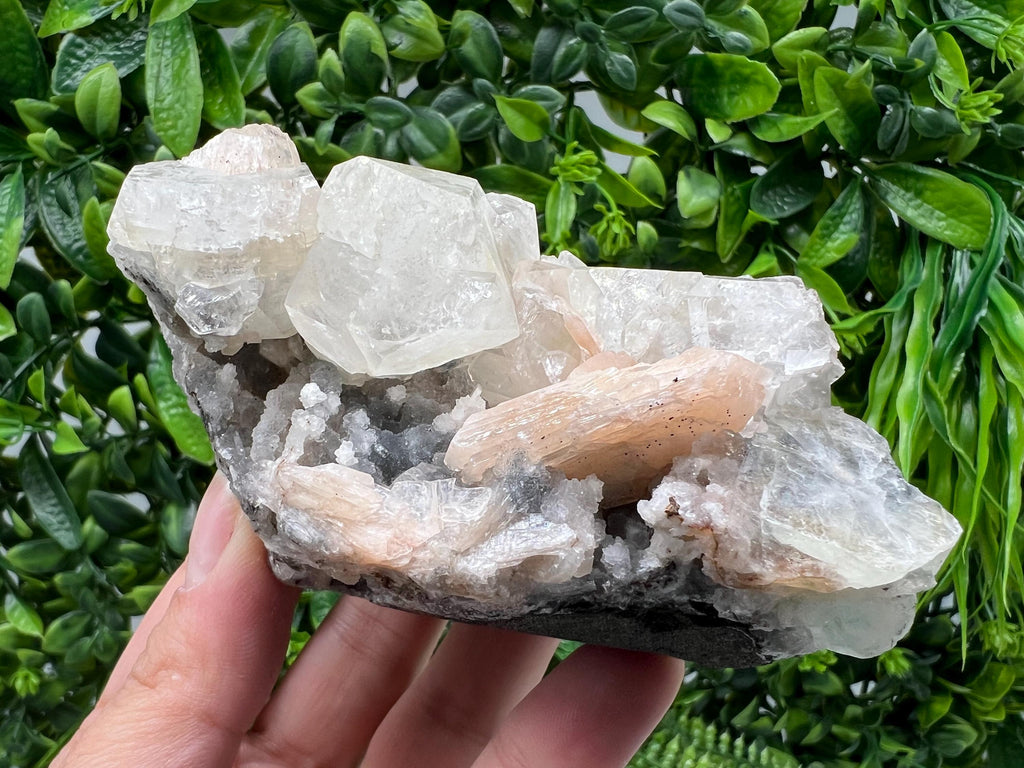 Apophyllite Stilbite on Chalcedony, Natural Crystal Specimen, India