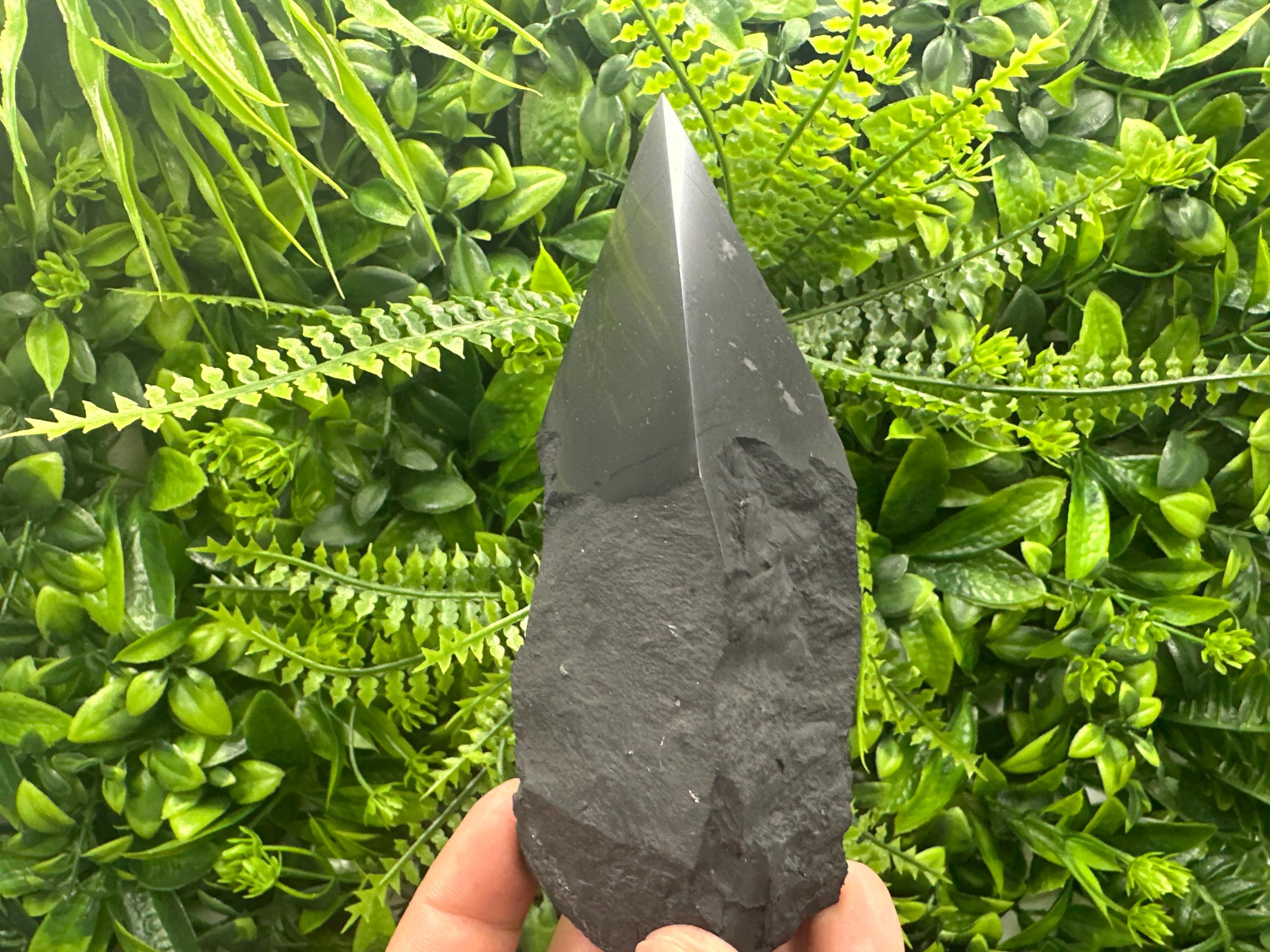 12cm Polished Shungite Crystal: EMF Protection Stone