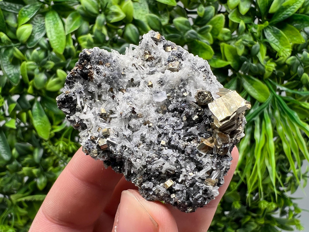 Rainbow Pyrite on Quartz, Oxide Mineral Specimen, Bulgaria