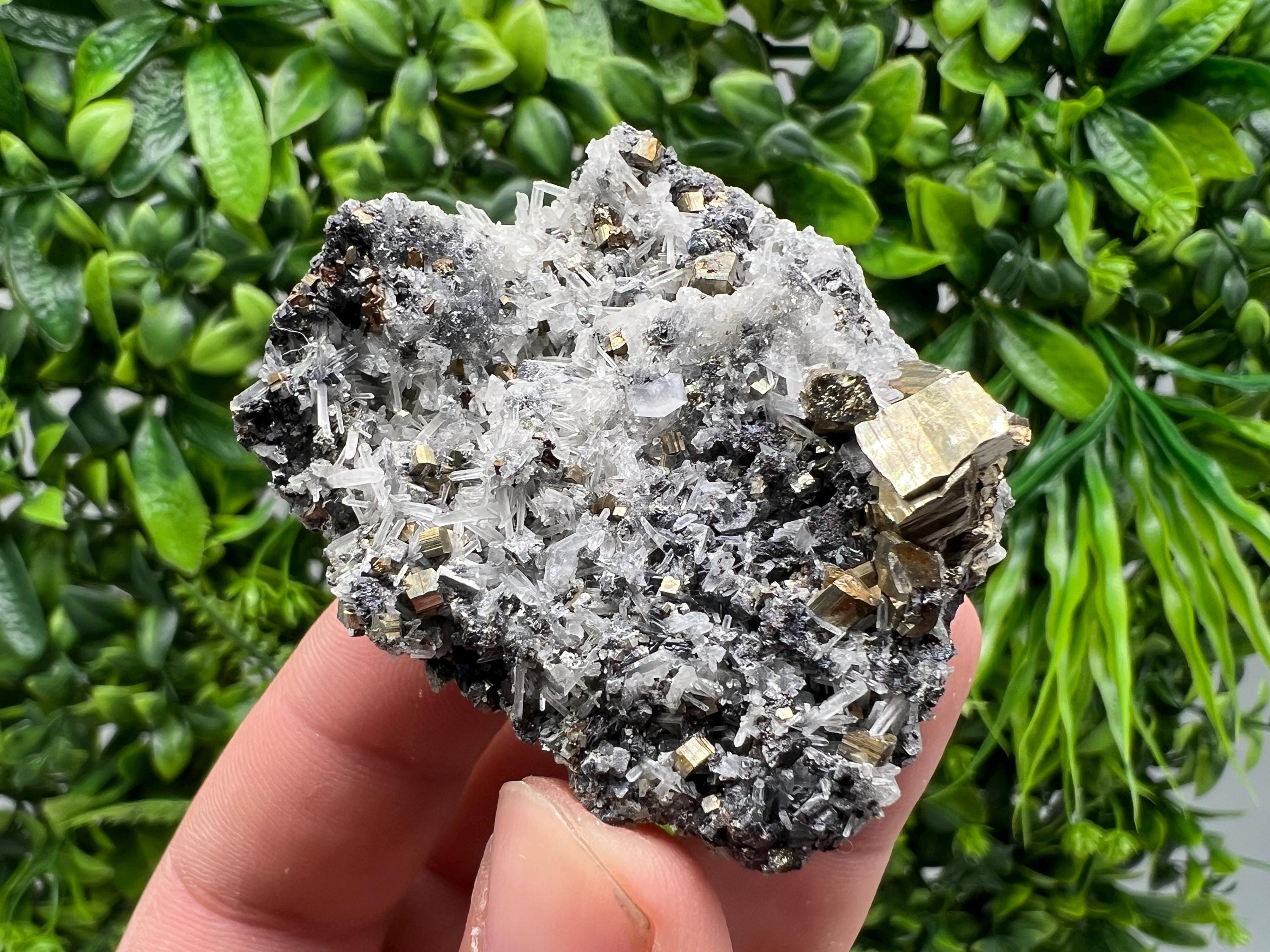 Rainbow Pyrite on Quartz, Oxide Mineral Specimen, Bulgaria