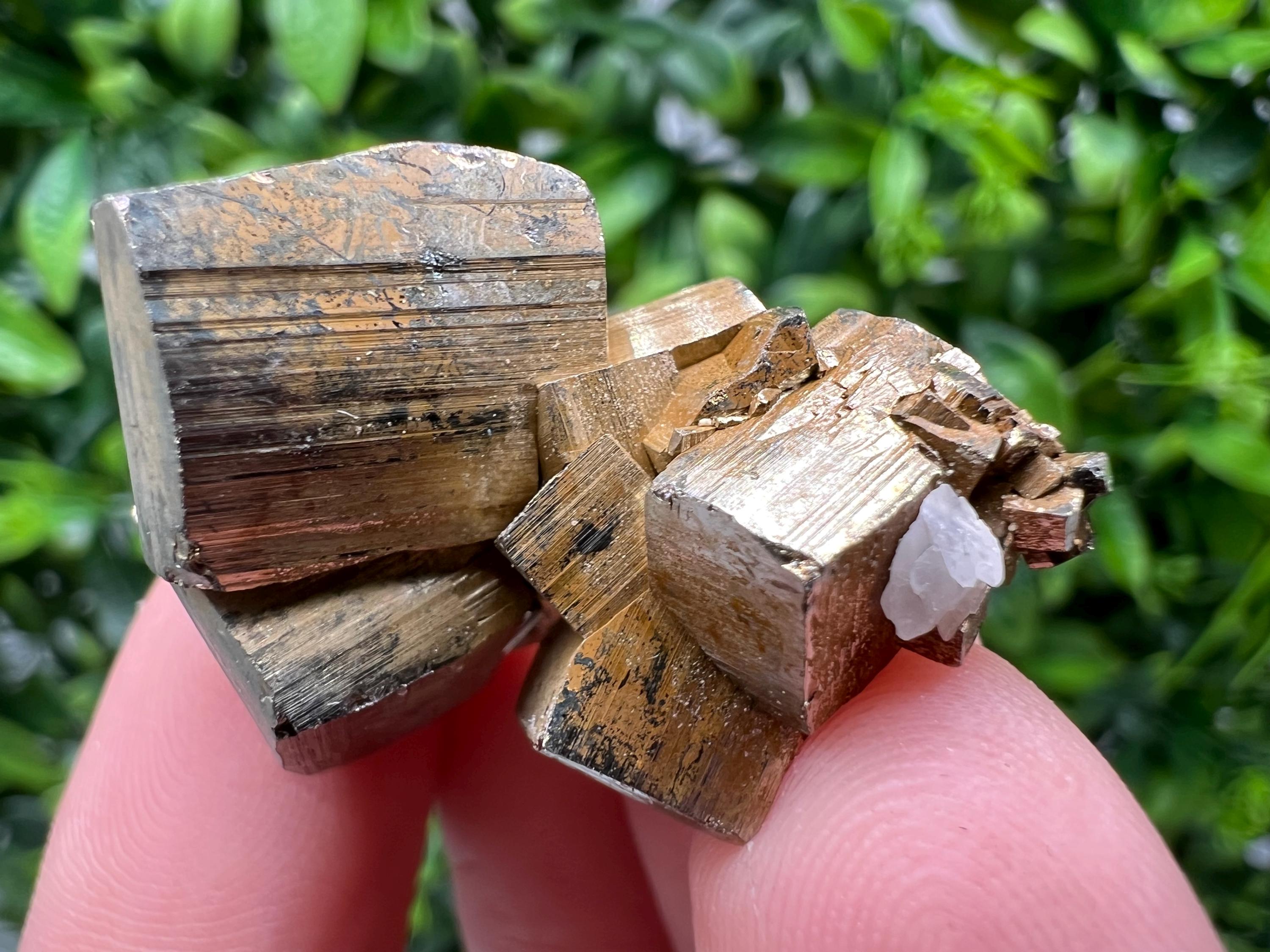 Rainbow Pyrite with Calcite, Natural Crystal Souvenir