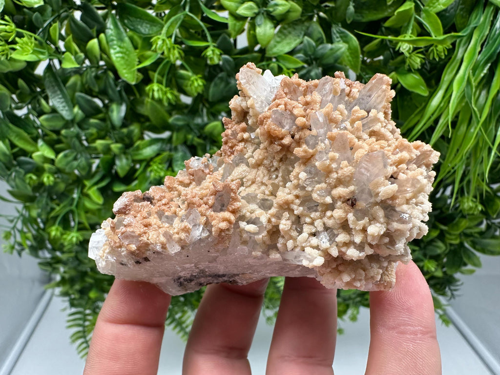 Calcite and Sphalerite on Quartz: Natural Crystal Home Decor