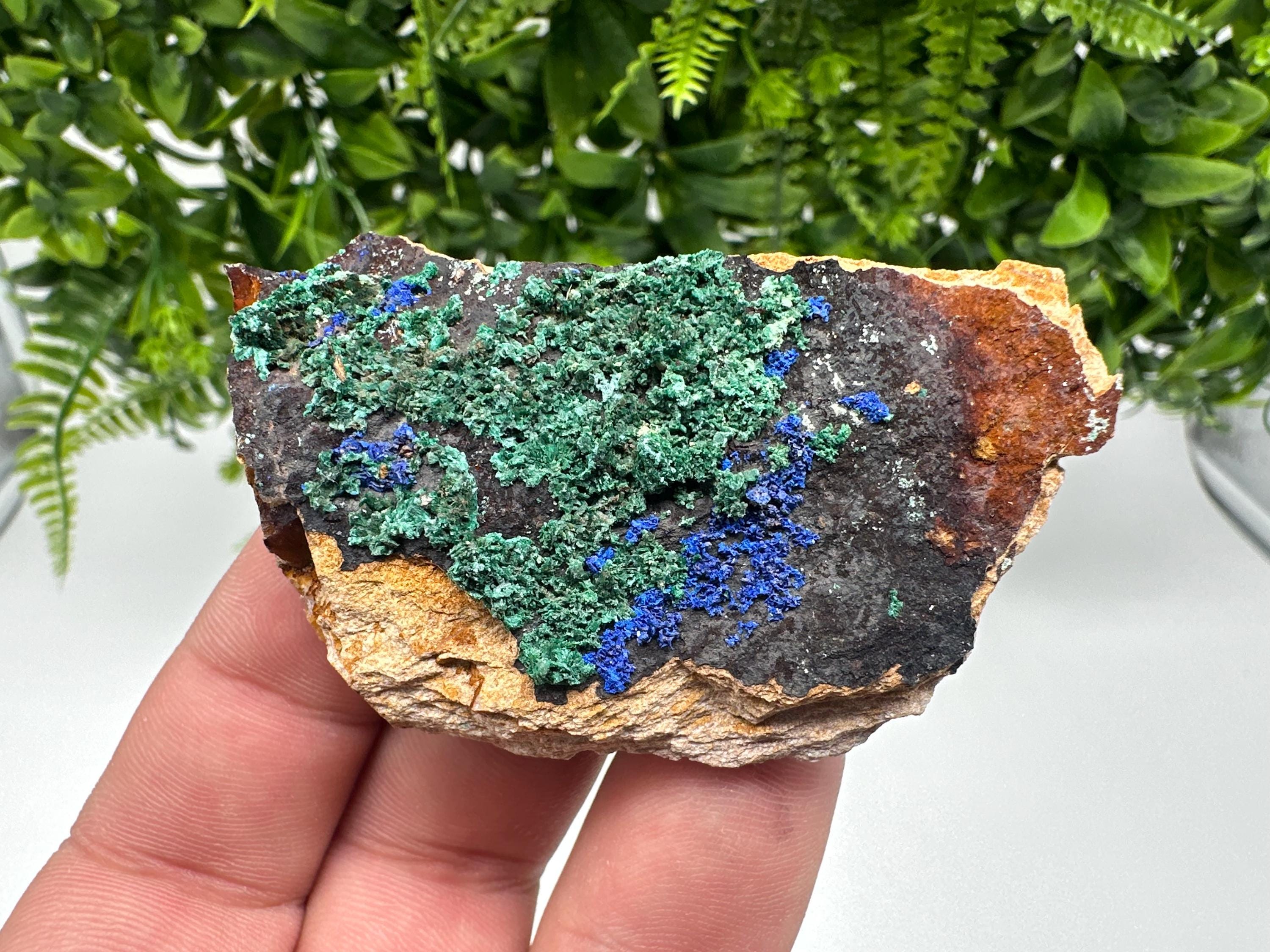 Moroccan Azurite Malachite Specimen: Rare Crystal Mineral Decor