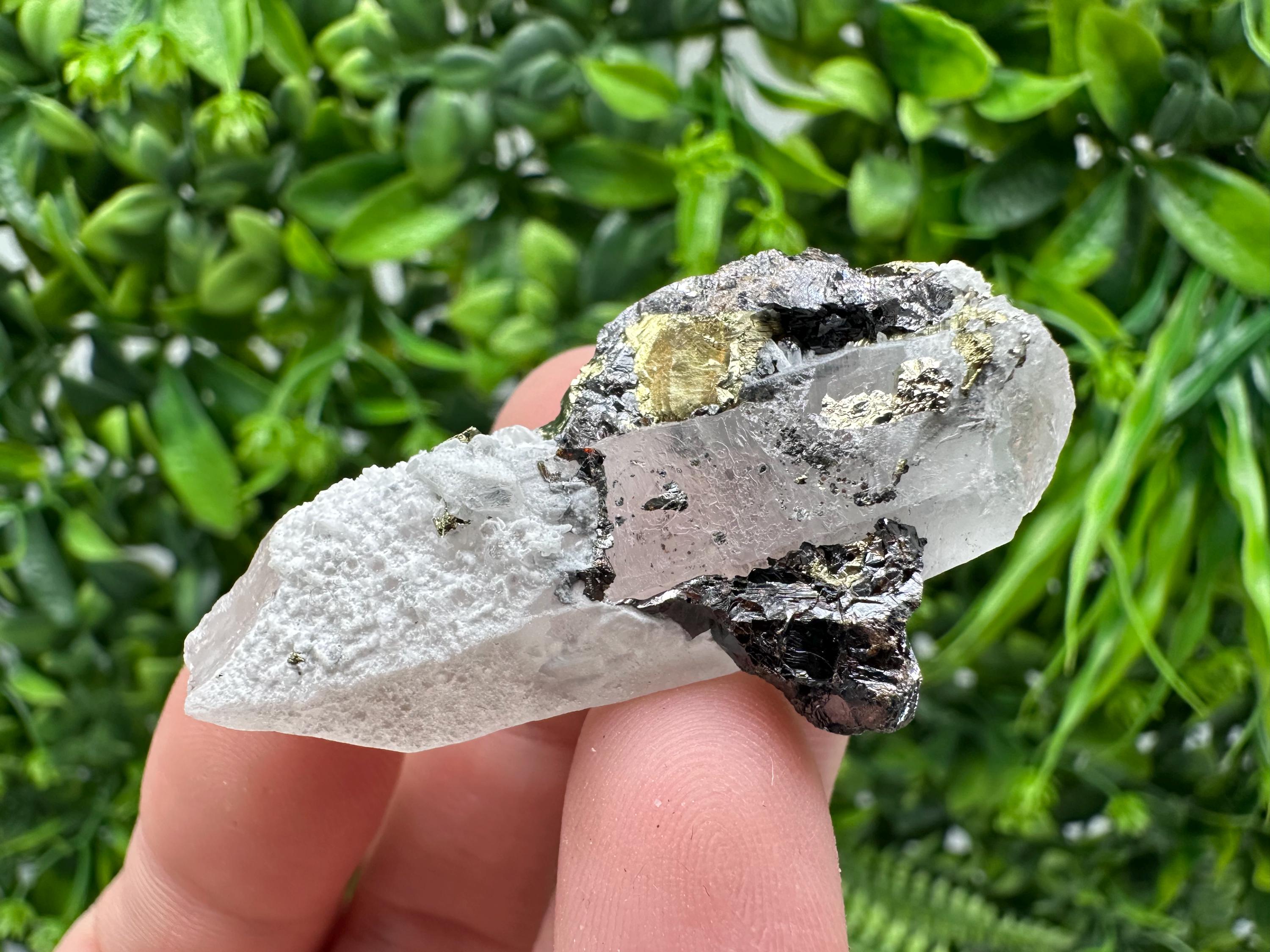 Wonderful Sphalerite Chalcopyrite on  Quartz whit Galena feom 9 th September mine,Bulgaria,natural,collection mineral specimen,gift