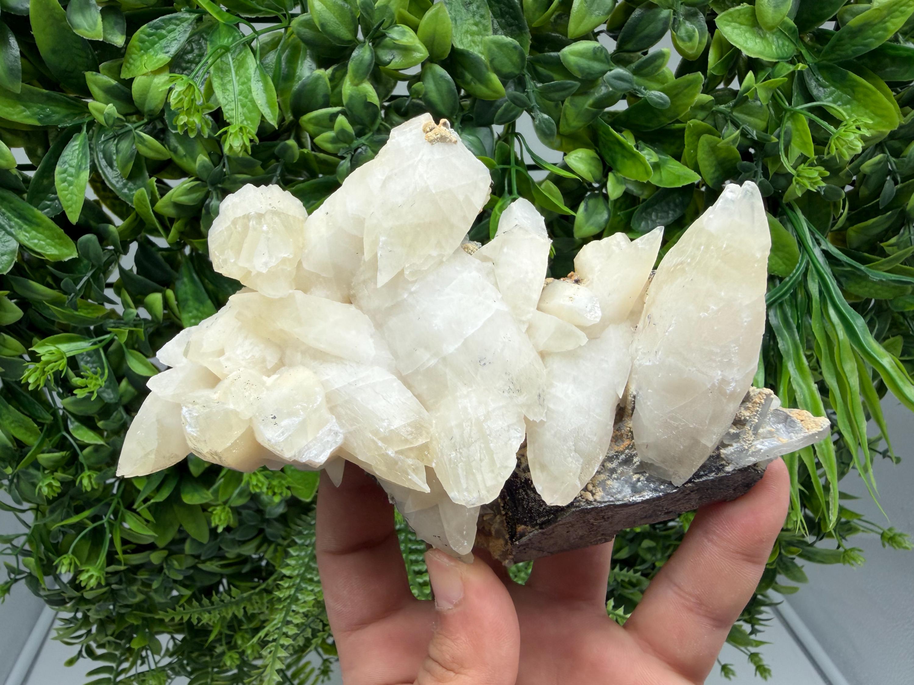 Calcite on Green Quartz: Laki Bulgaria Healing Crystal