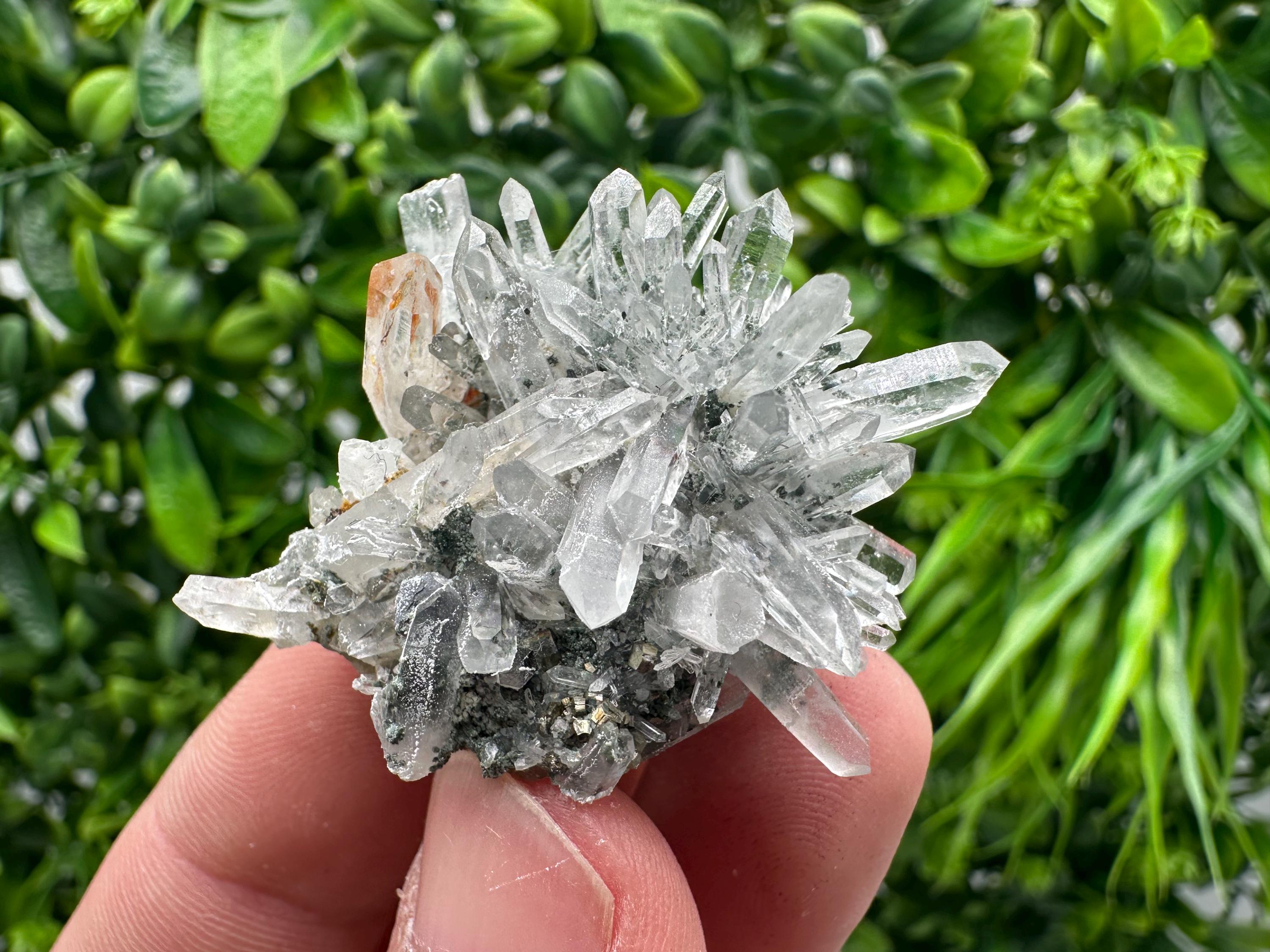 Lovely specimen Green Quartz inclusions Chlorite and Sphalerite/ Natural minerals/ Souvenir crystal gift minerals famous 9th September/Madan