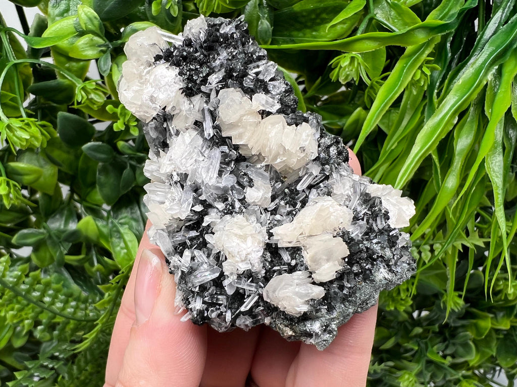 Calcite on Quartz Specimen: Borieva Mine, Madan, Bulgaria