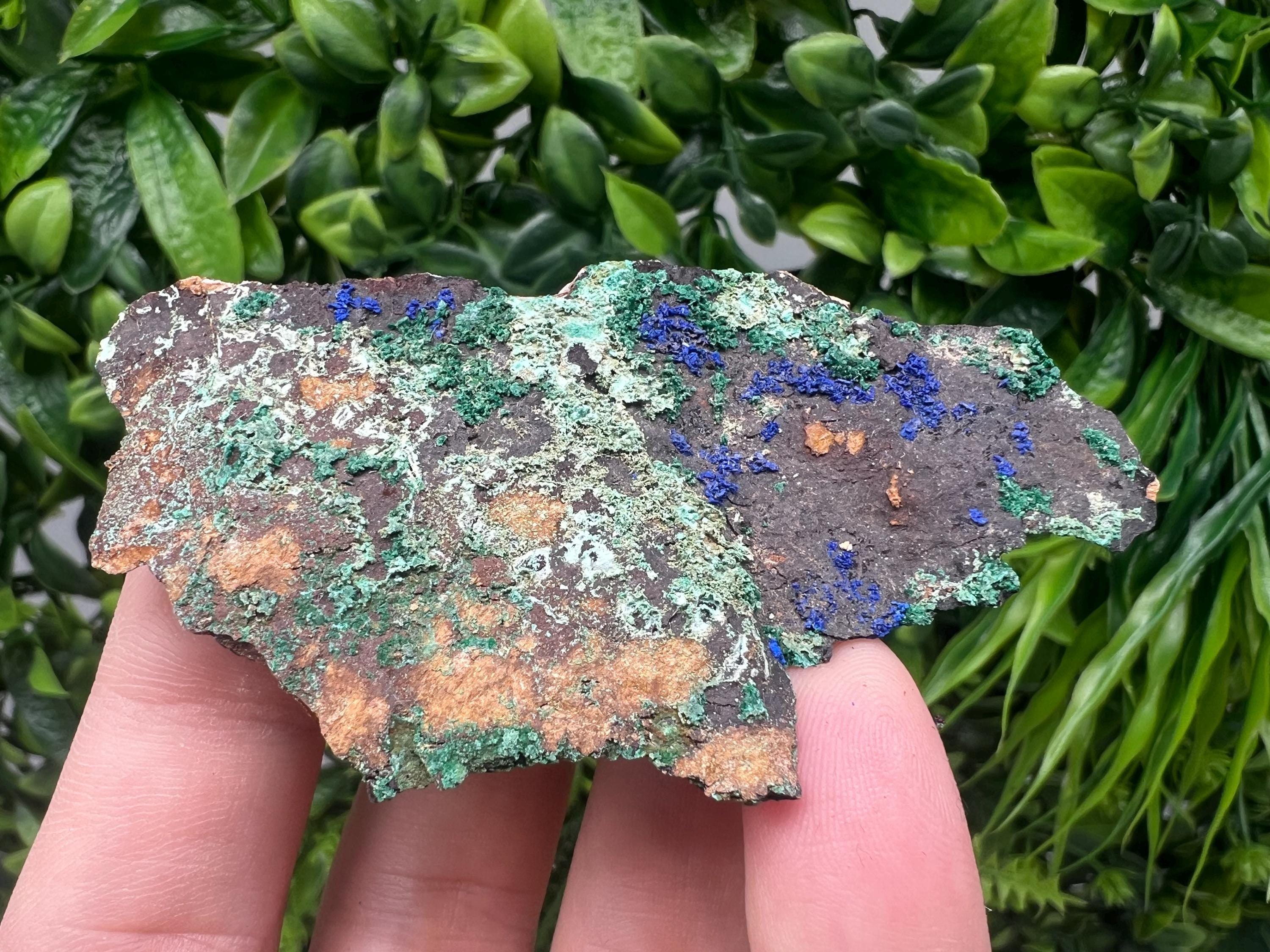 Azurite Malachite Mineral Specimen: Moroccan Blue-Green Crystal, Home Decor
