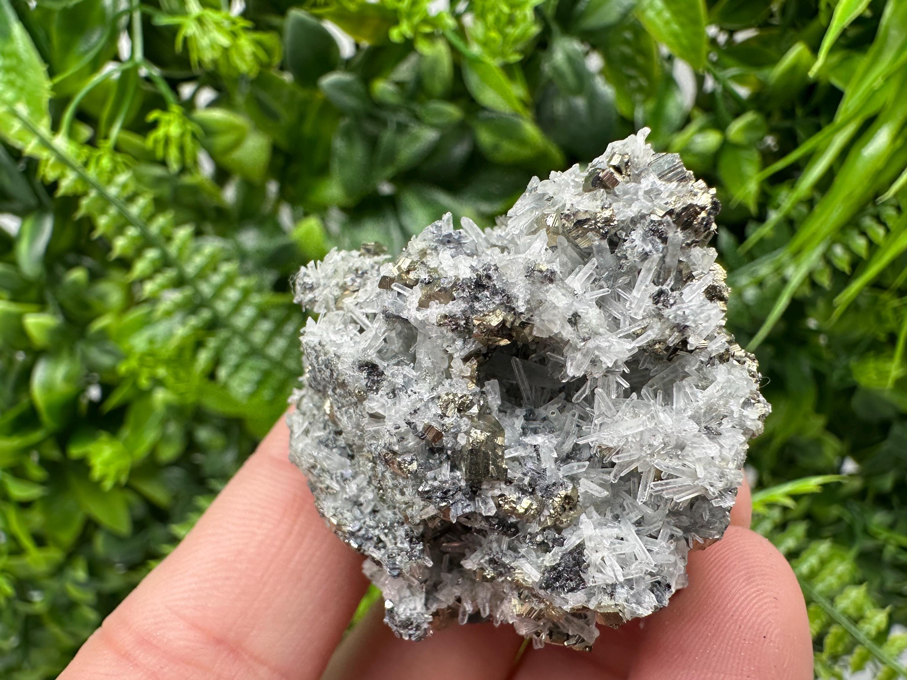 Pyrite on Green Quartz Mineral Specimen, Borieva Mine, Bulgaria