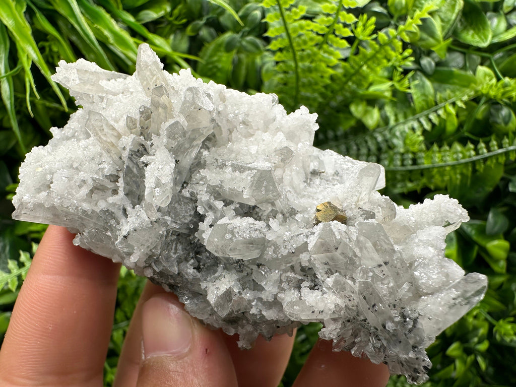 Pyrite on Quartz with Calcite: Borieva Mine, Bulgaria