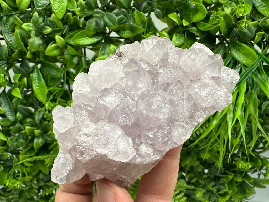 Natural Calcite on Quartz with Amethyst and Chlorite, Rare Mineral Specimen