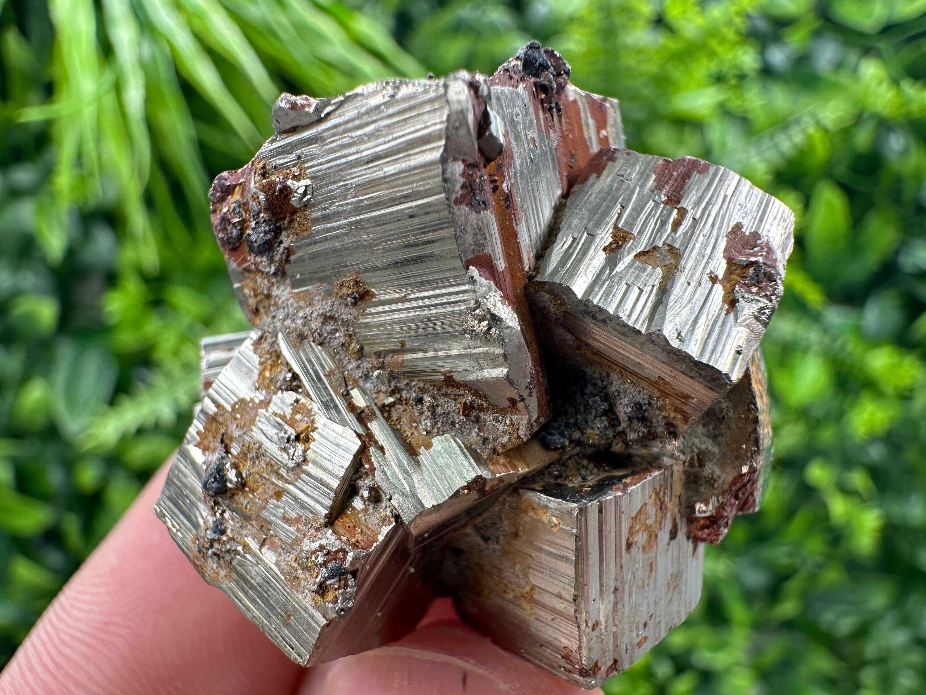 Pyrite with Hematite Mineral Specimen, Bulgaria Crystal Decor
