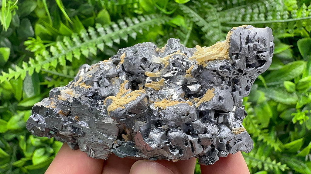 Shiny Galena Cluster with Siderite and Quartz, Bulgaria Mineral Specimen