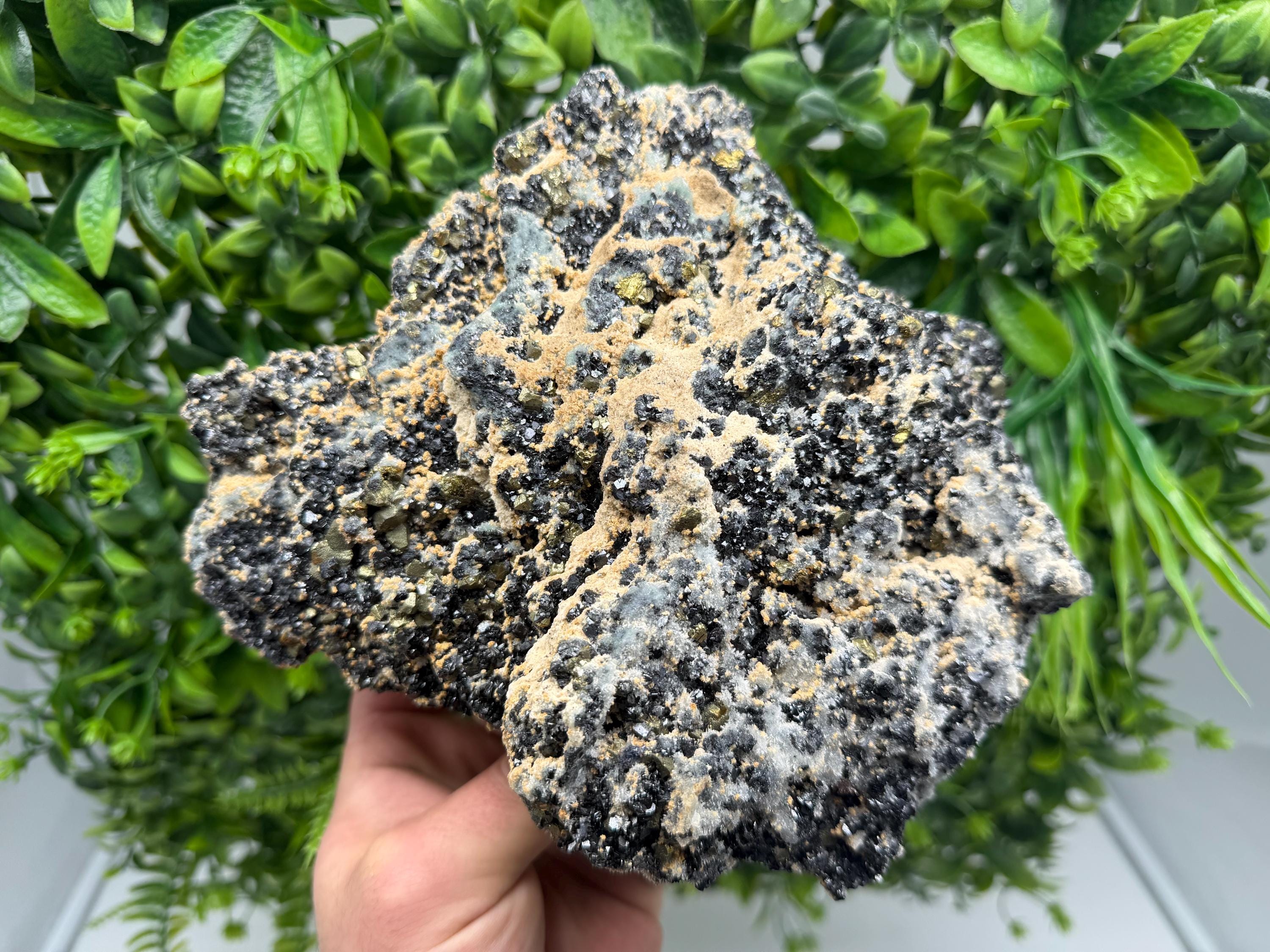 Sphalerite Cleiopfane on Quartz Mineral Specimen, Krushev Dol Mine, Bulgaria Home Decor Stone