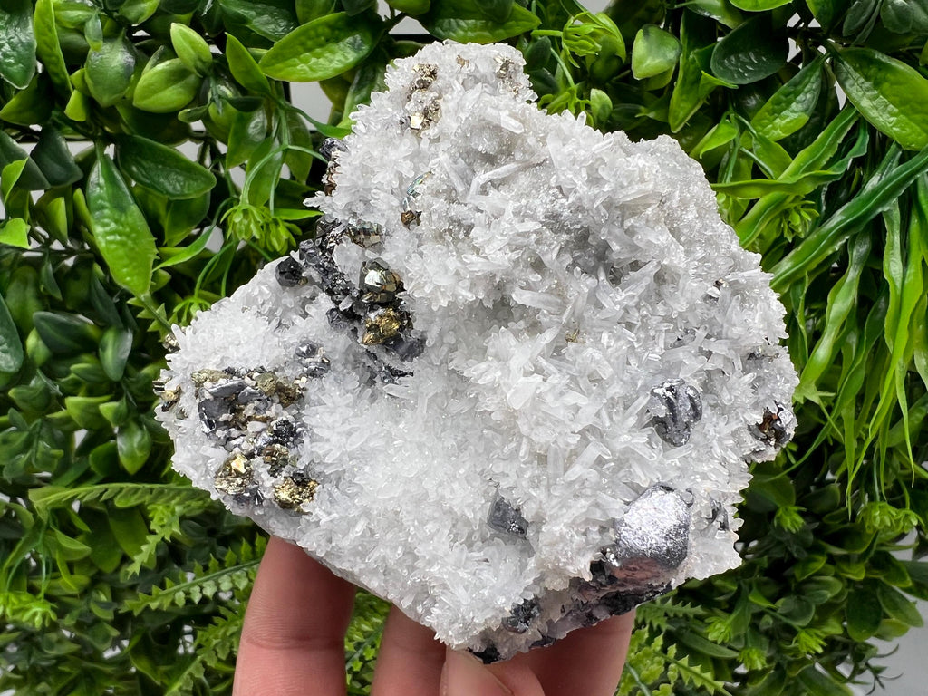 Stunning Galena,Chalcopyrite on Quartz from Krueger dol mine,Madan,Bulgaria,natural,collectible mineral specimen,home decor stone,crystal
