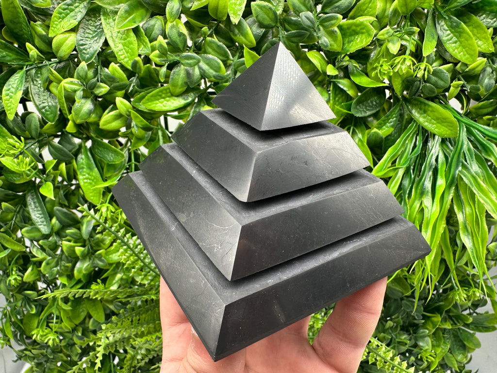 Polished Shungite Pyramid, Sacred Geometry, EMF Protection
