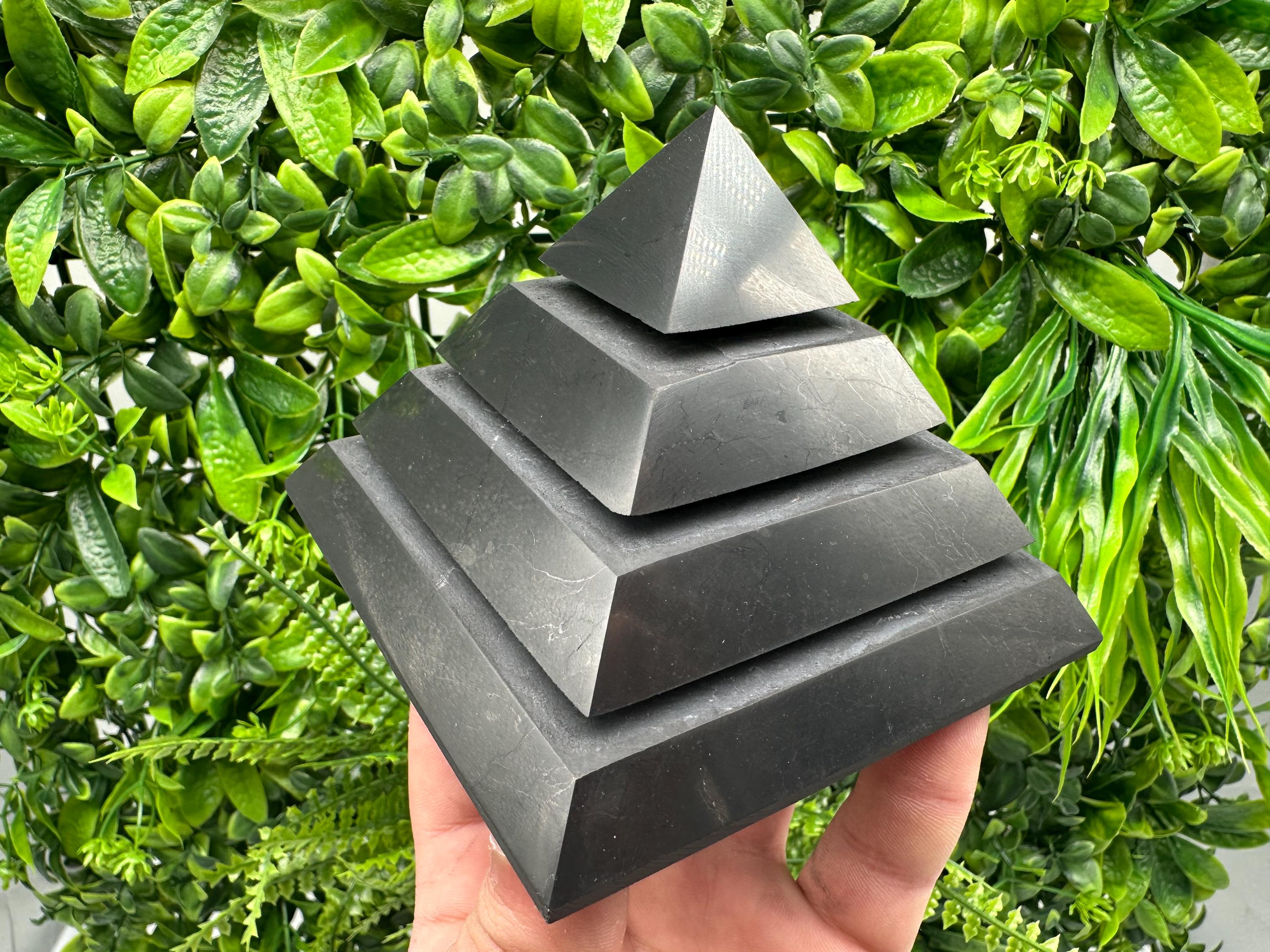 Polished Shungite Pyramid, Sacred Geometry, EMF Protection