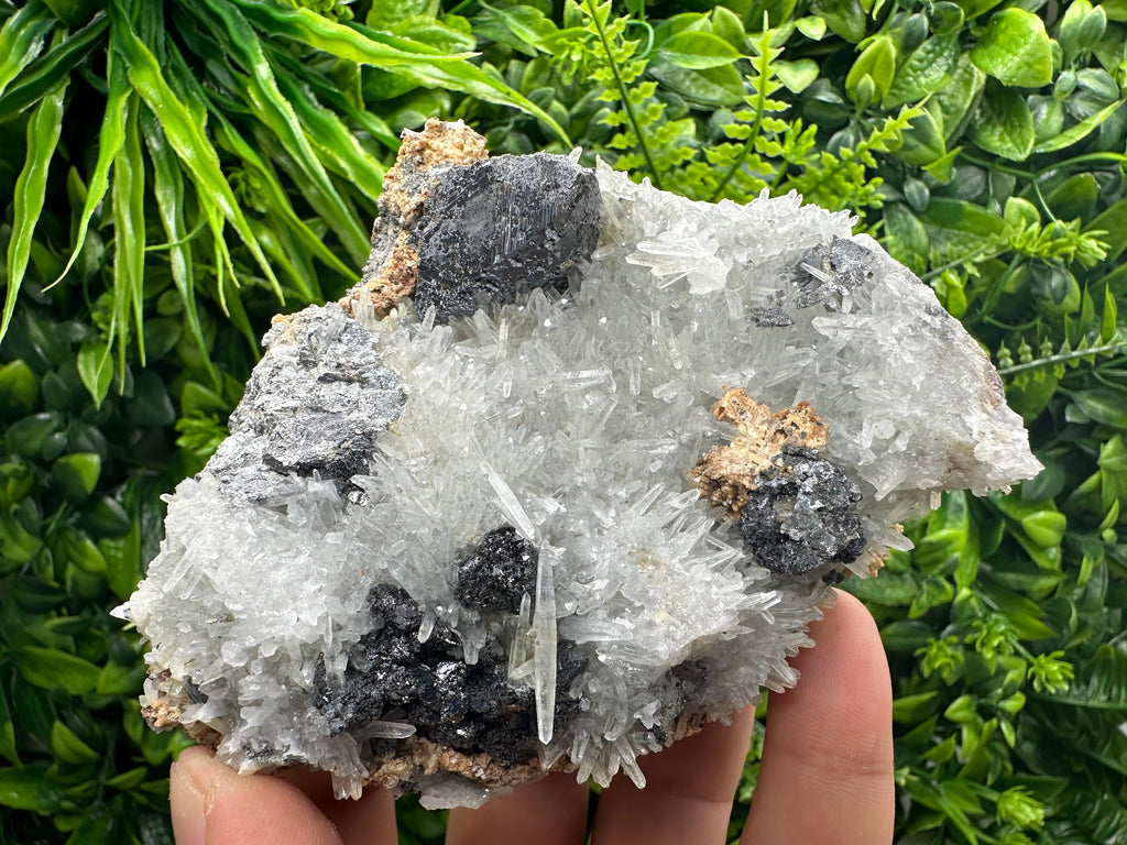 Sphalerite on Green Quartz: Natural Mineral Souvenir from Bulgaria