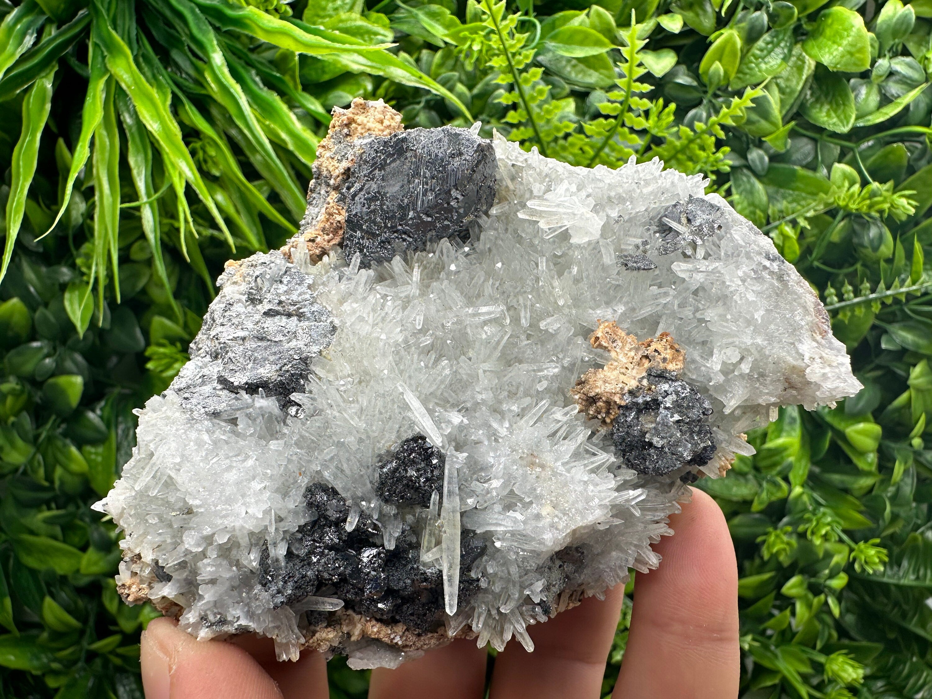 Sphalerite on Green Quartz: Natural Mineral Souvenir from Bulgaria