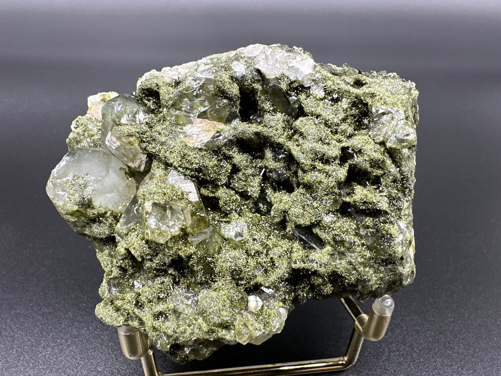 Rare Green Epidote with Quartz Crystals: Eastern Anatolian Decor Stone
