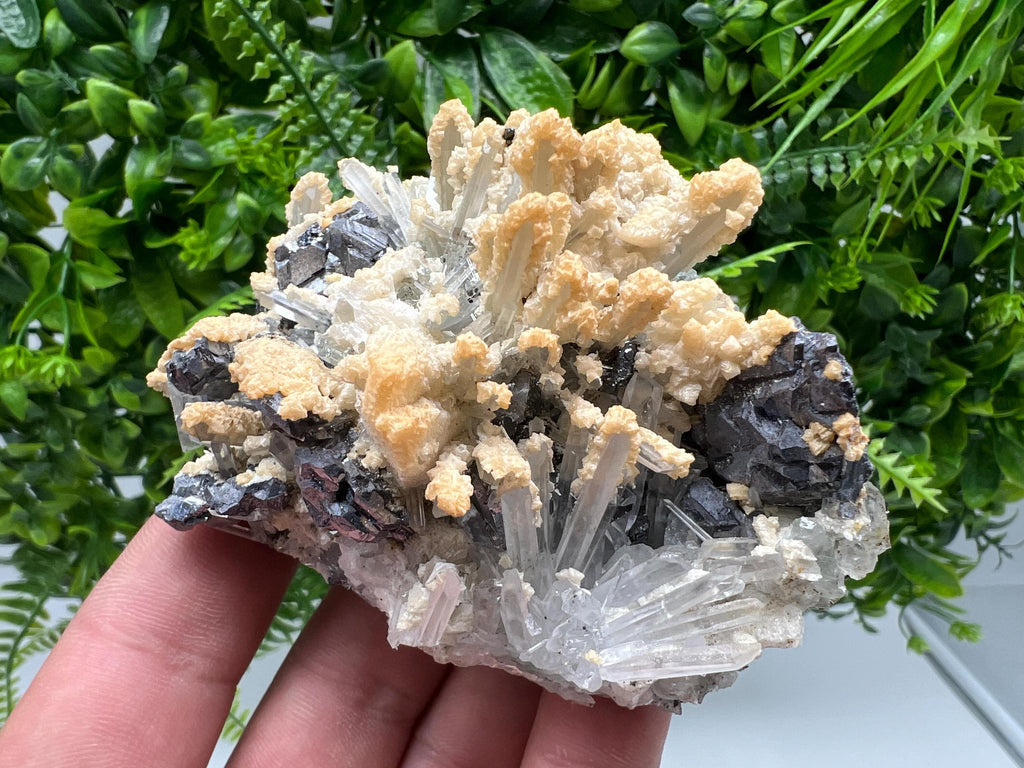 Collected Skeletal GALENA,Sphalerite,Quartz,Calcite from Krushev dol mine,Madan,Bulgaria,natural,collectible mineral specimen home decor
