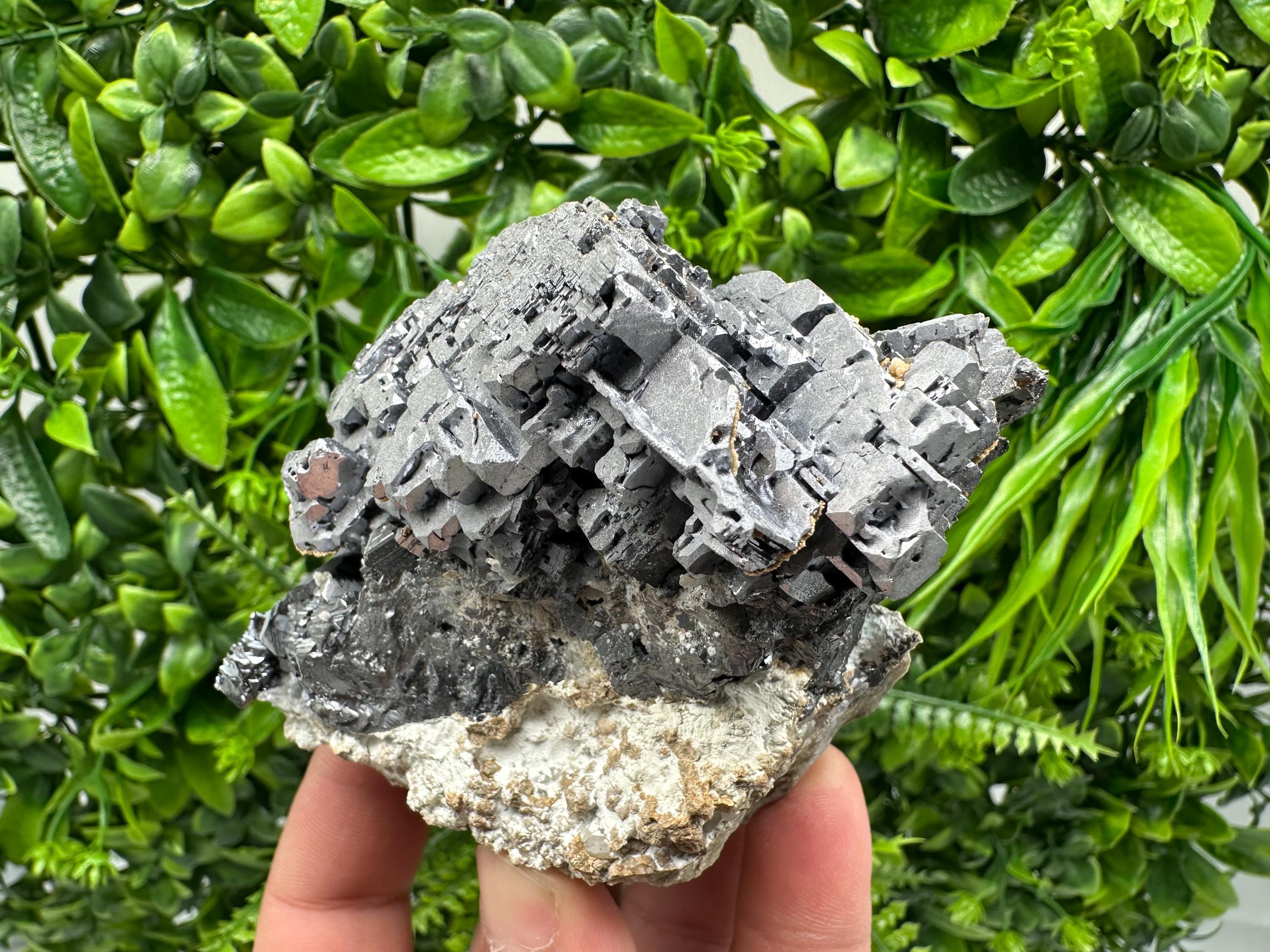 Aesthetic Natural shiny Galena whit Siderite and Quartz from 9 th September mine,Bulgaria,collection specimen,rare galena,Galena cluster