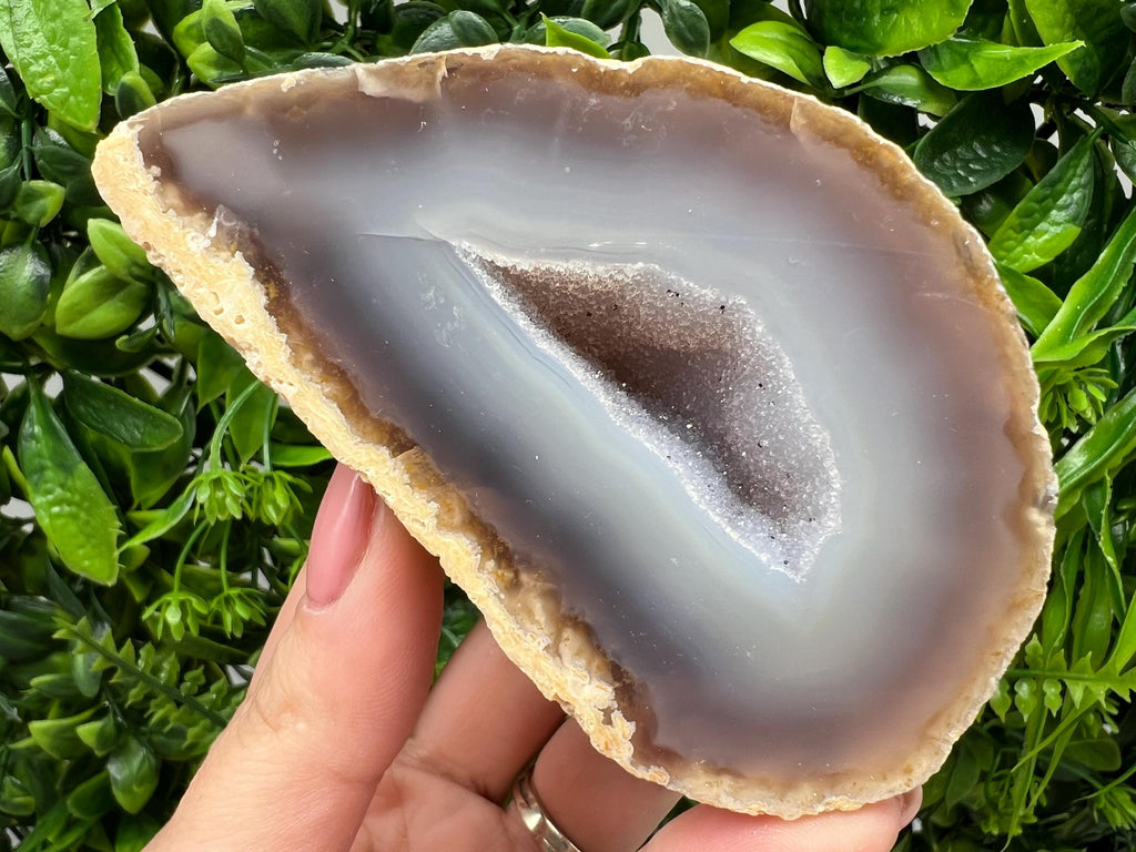 Blue Agate Druzy Geode, Natural Crystal Quartz
