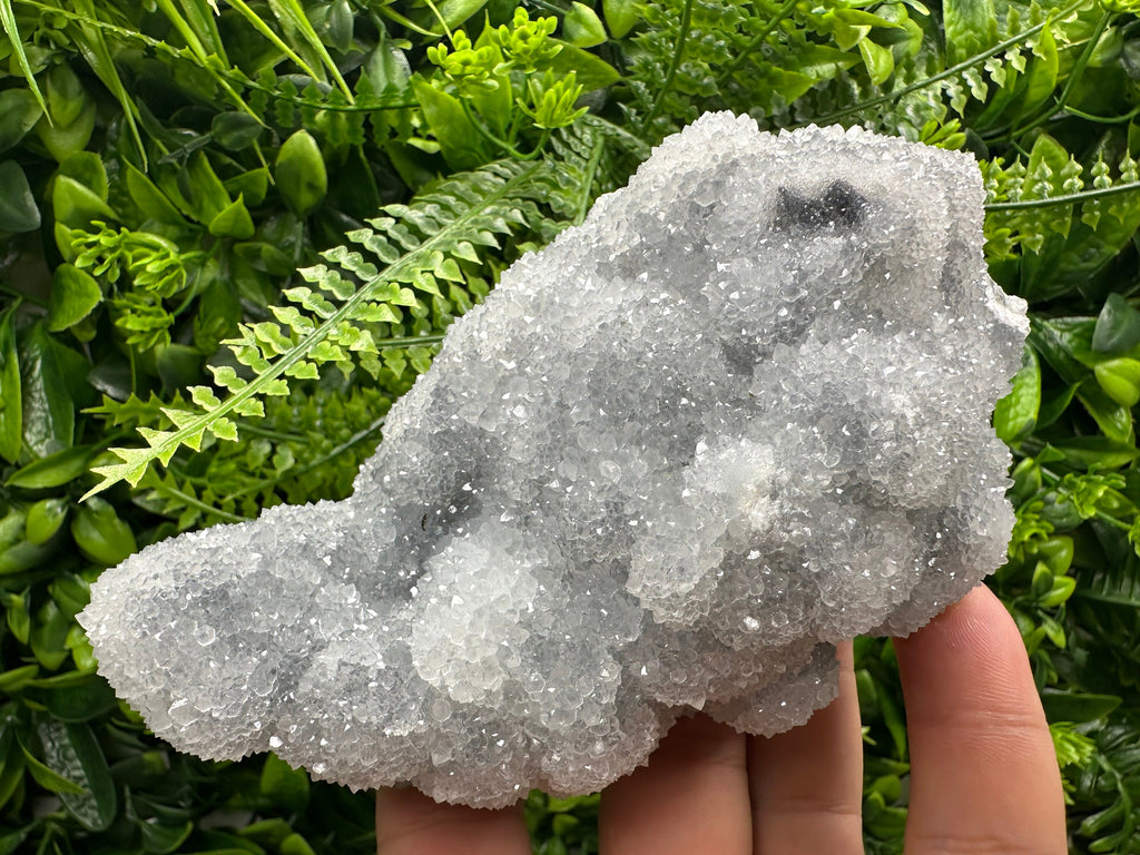Blue Chalcedony Quartz Cluster, Chlorite Inclusions, Bulgaria Crystal Decor
