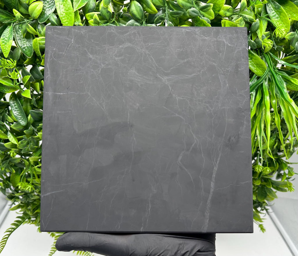 ONE(1) Original shungite TILLE20/20cm.from Russia(Karelia)Unpolished with rounded edges,Shungite Plate | Shungite Tille with certificate