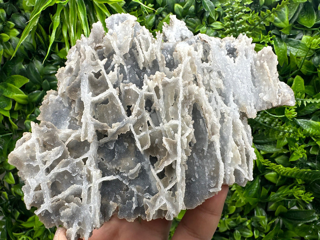 Blue Quartz Chalcedony with Chlorite, Bulgaria Crystal Decor Stone