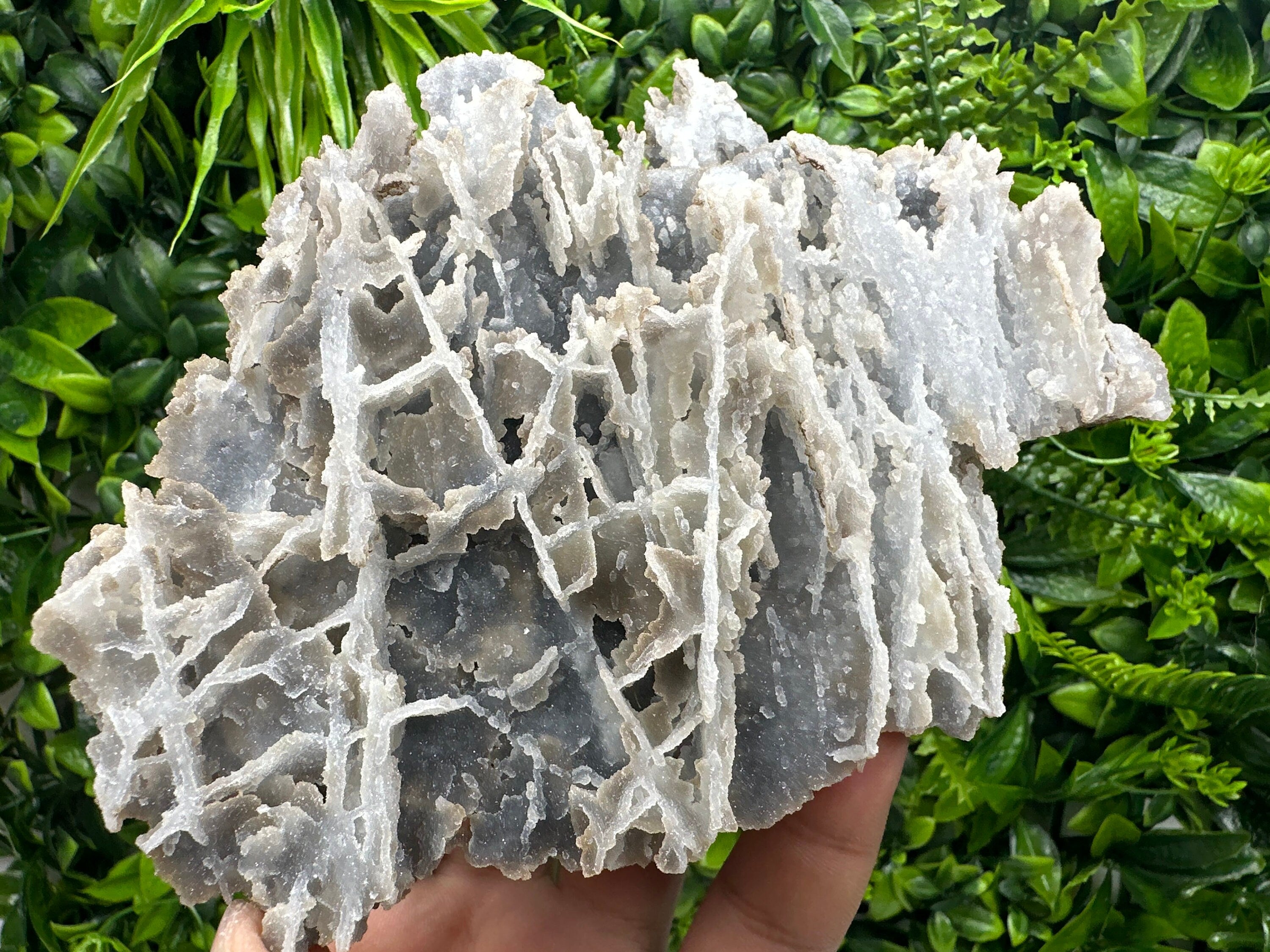 Blue Quartz Chalcedony with Chlorite, Bulgaria Crystal Decor Stone