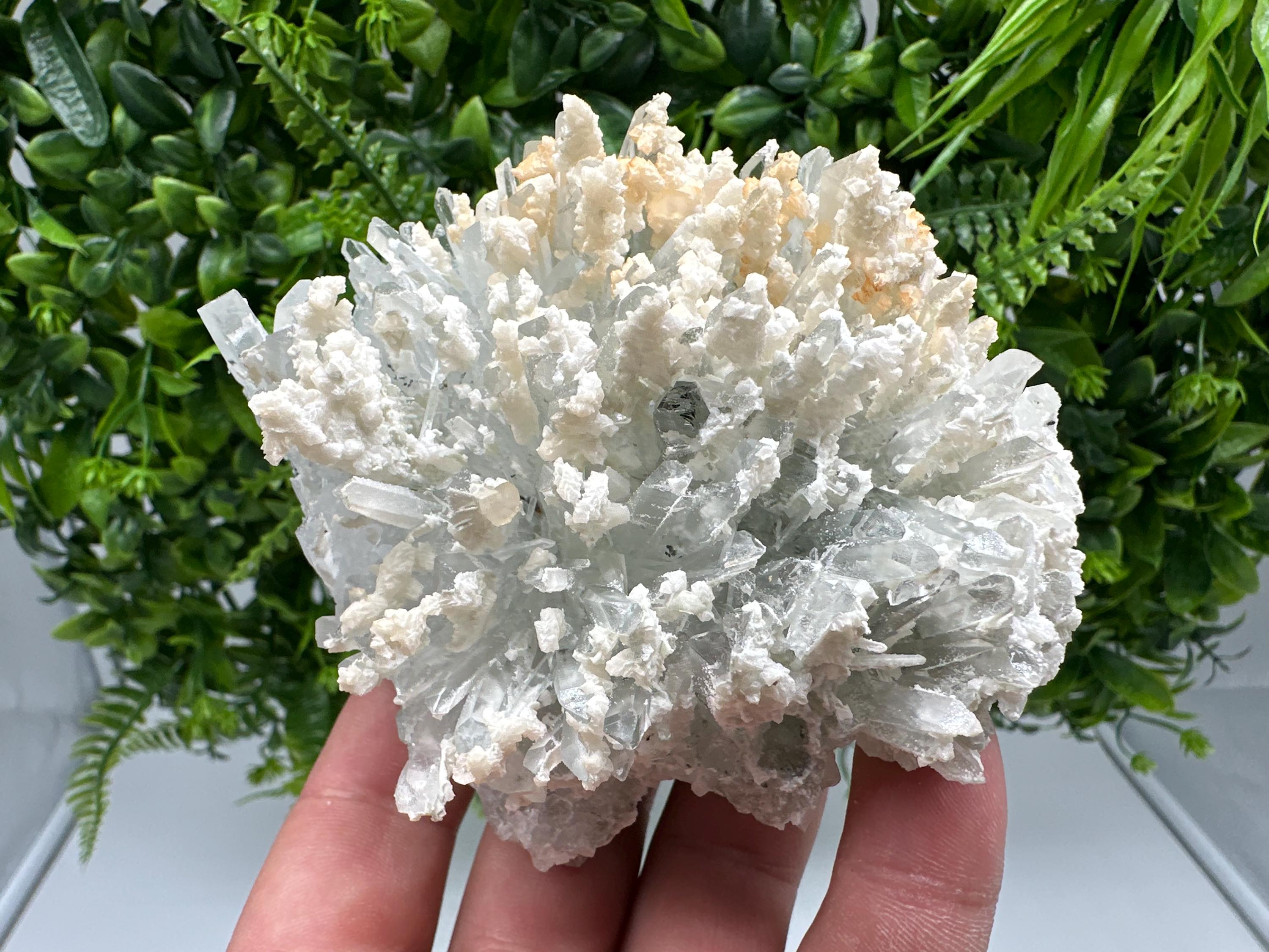 Quartz with Calcite Cluster: Krushev Dol Mine, Bulgaria