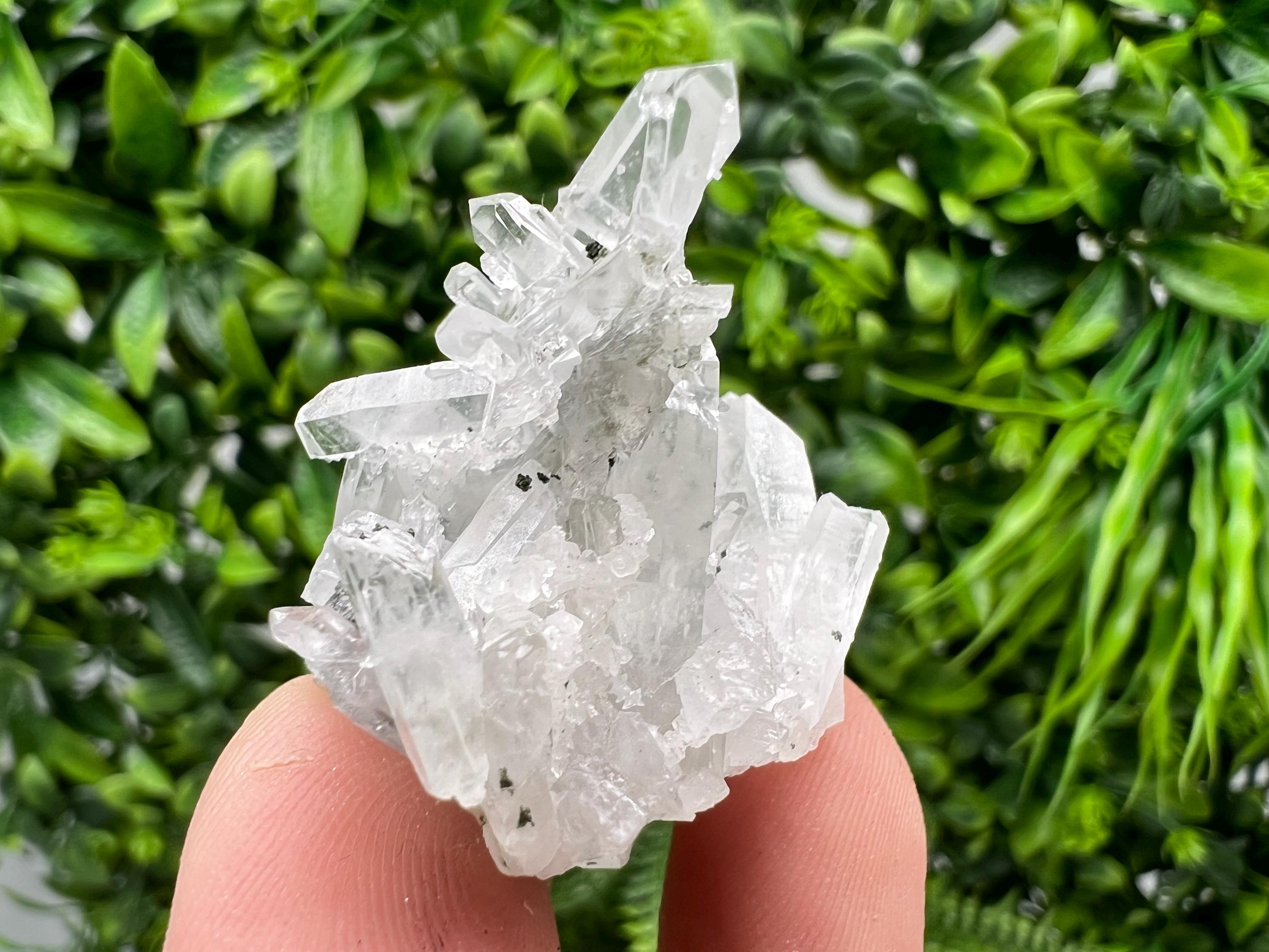 Calcite on Quartz Crystal: Borieva Mine, Bulgaria